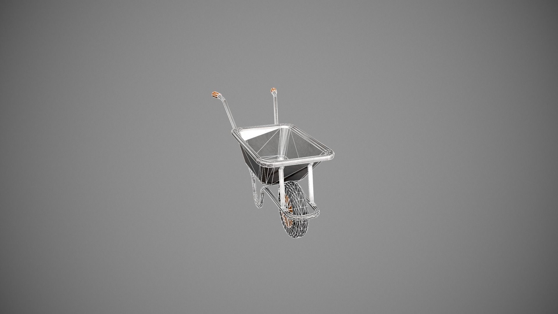 Metal - Orange Wheelbarrow Low-poly 3D model_22