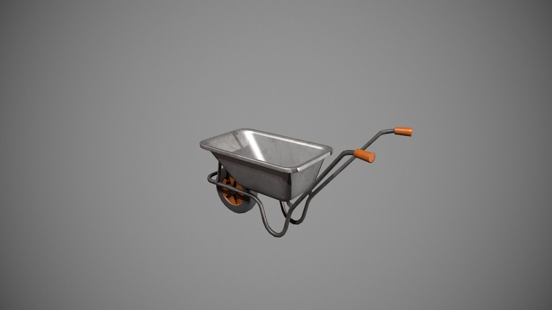 Metal - Orange Wheelbarrow Low-poly 3D model_1