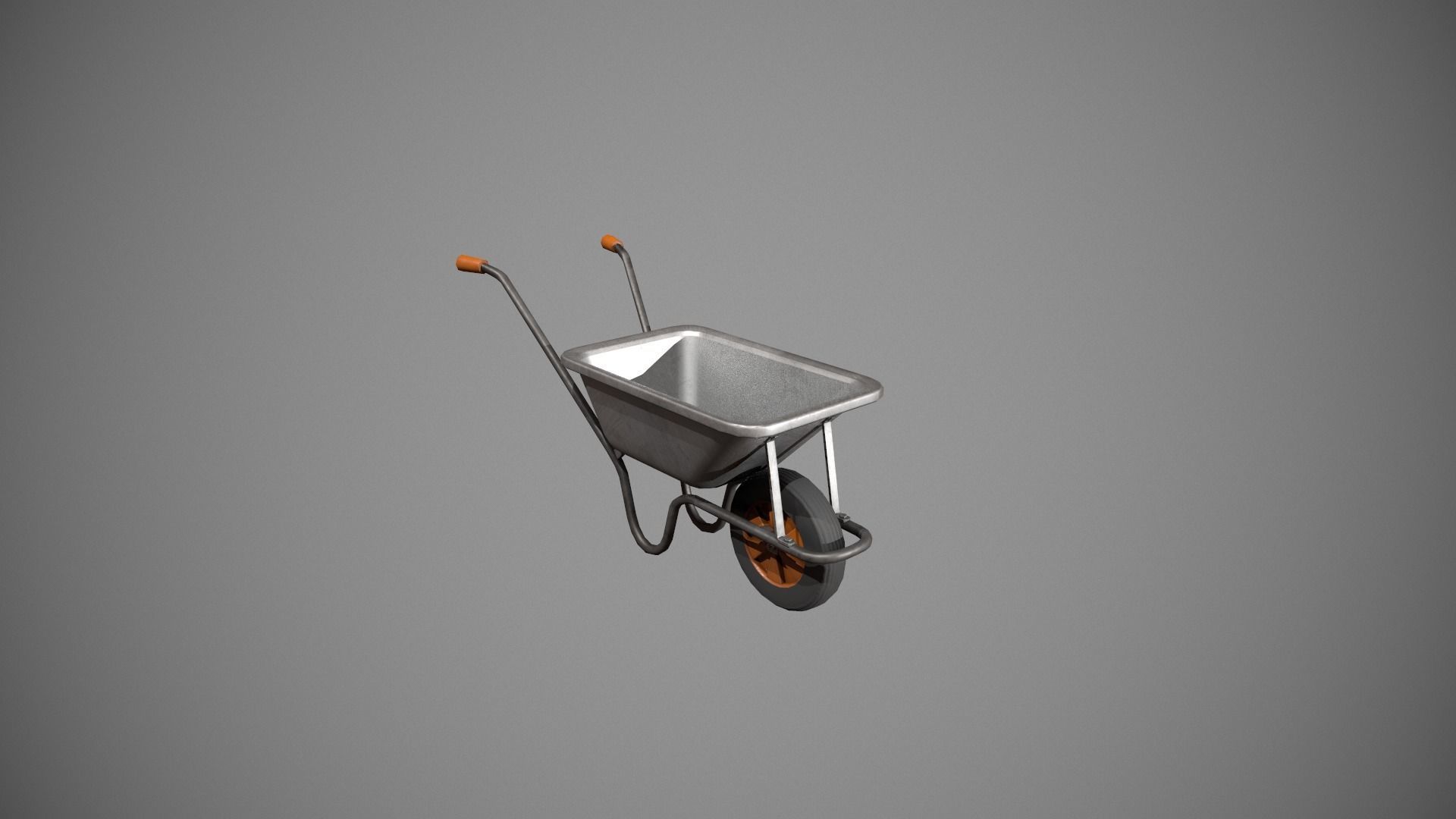 Metal - Orange Wheelbarrow Low-poly 3D model_5