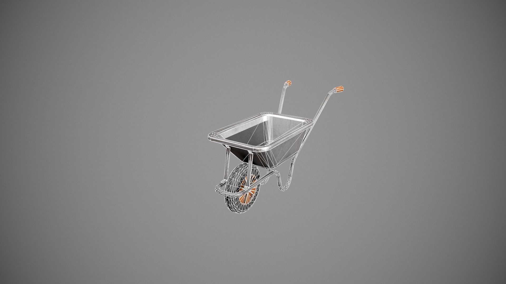 Metal - Orange Wheelbarrow Low-poly 3D model_23