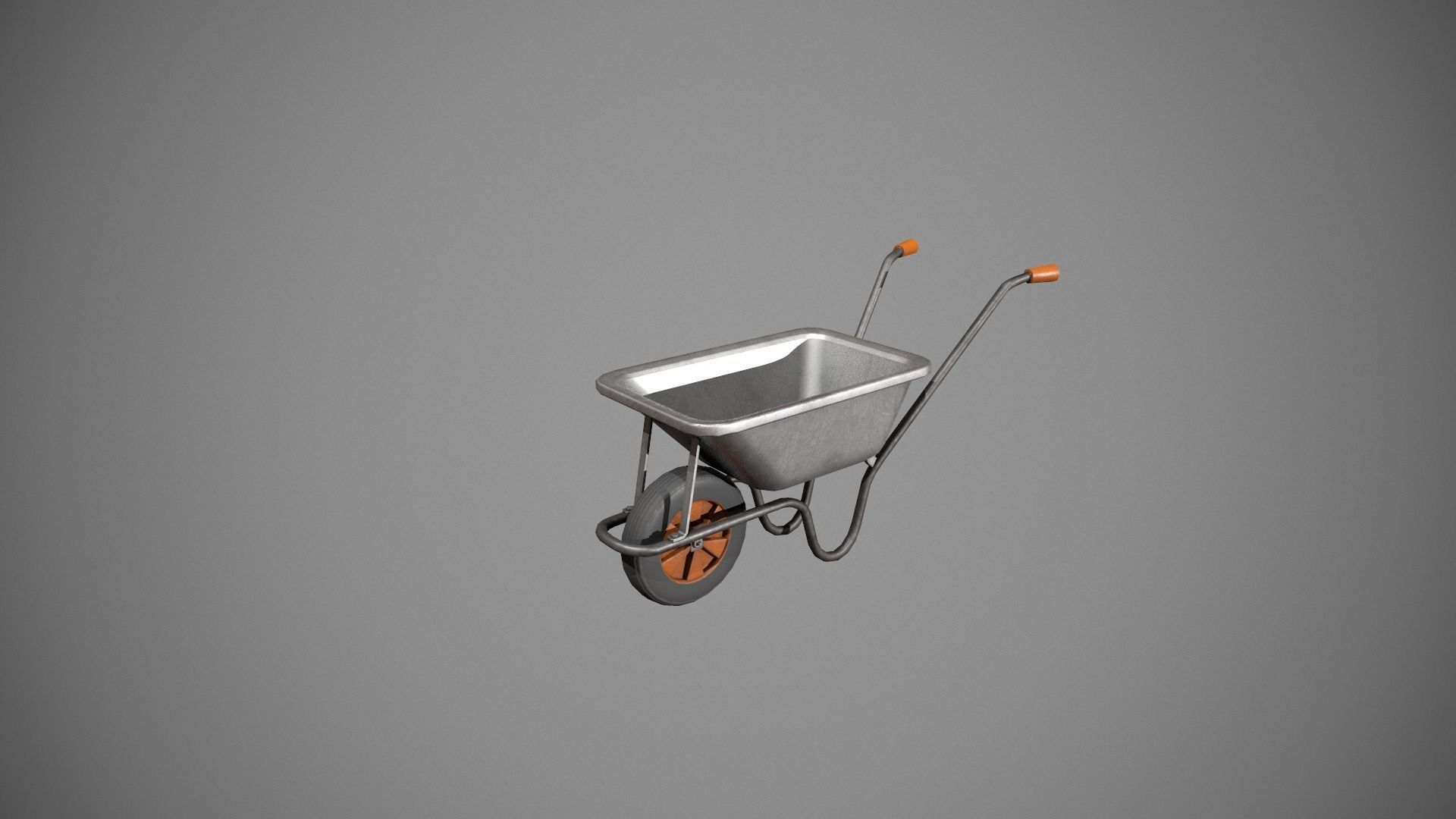 Metal - Orange Wheelbarrow Low-poly 3D model_7