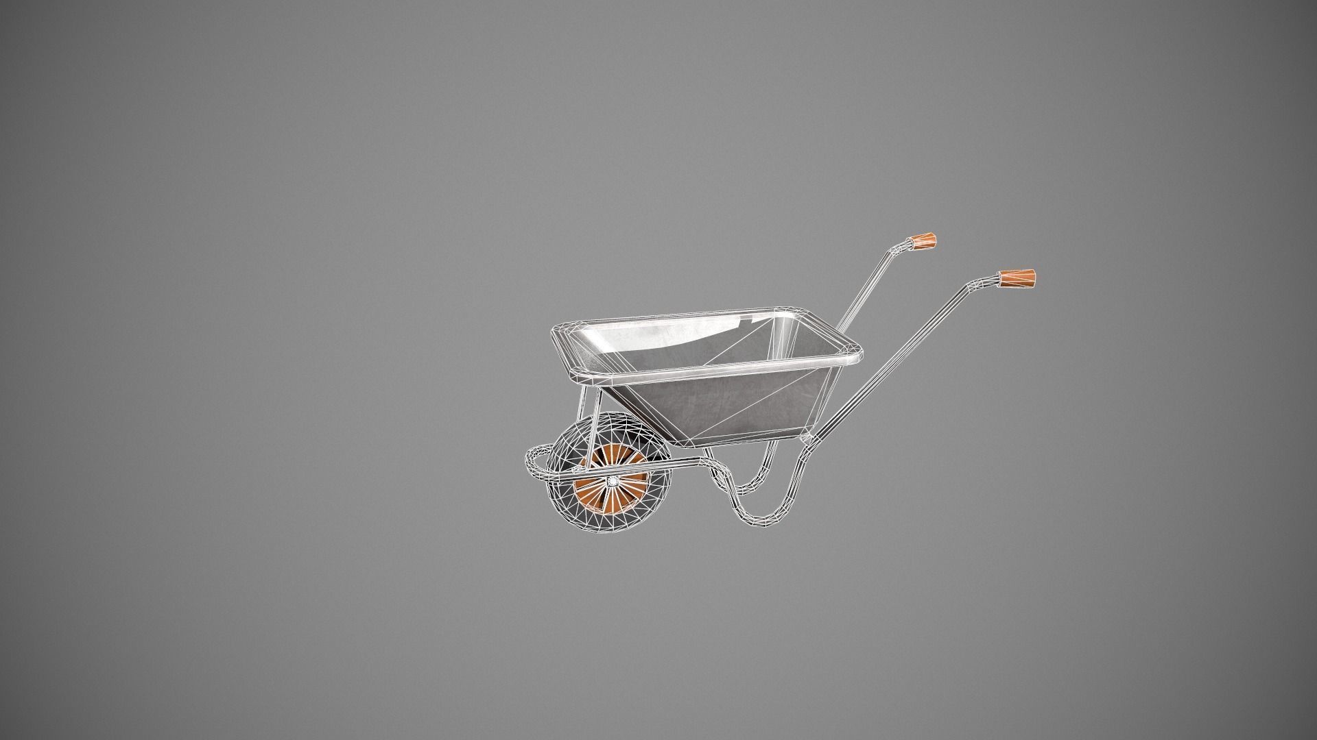 Metal - Orange Wheelbarrow Low-poly 3D model_17