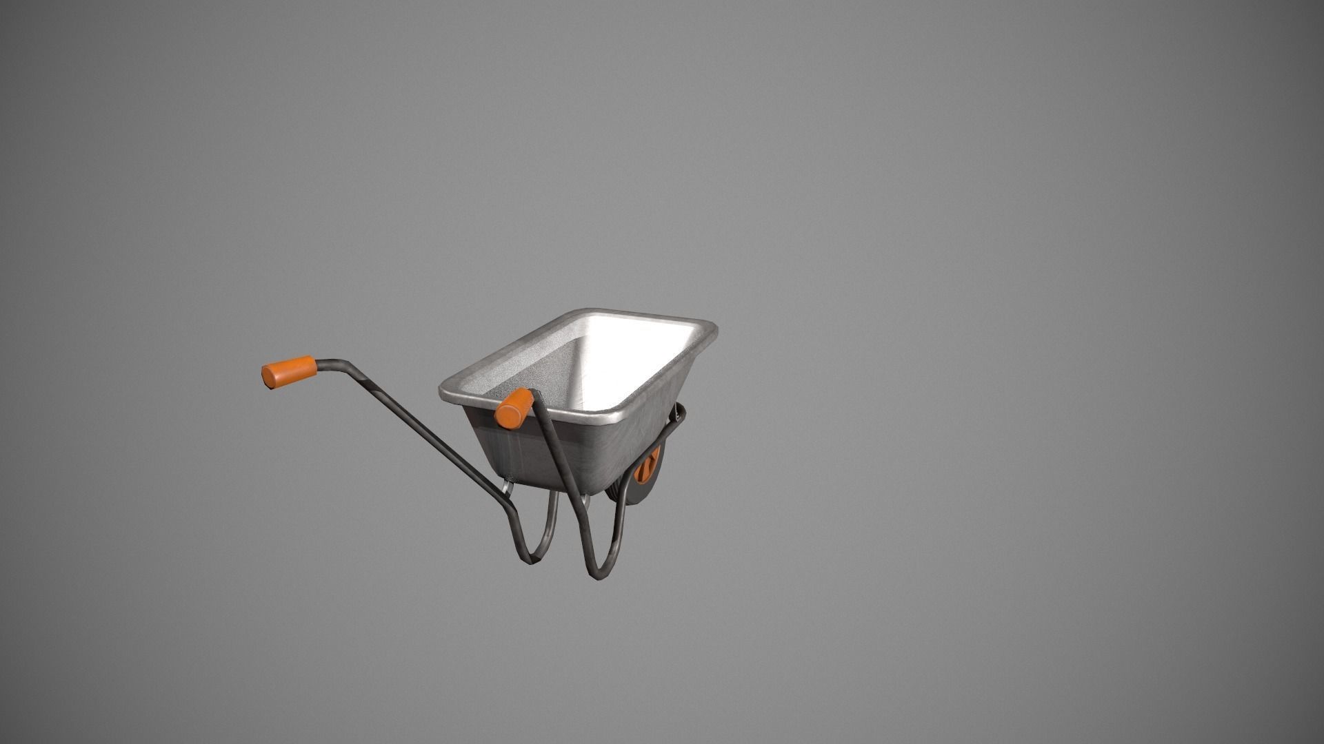 Metal - Orange Wheelbarrow Low-poly 3D model_3