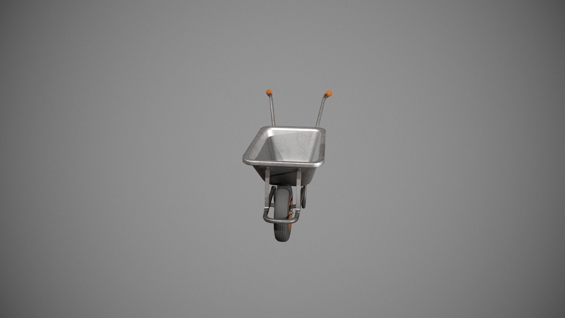 Metal - Orange Wheelbarrow Low-poly 3D model_6