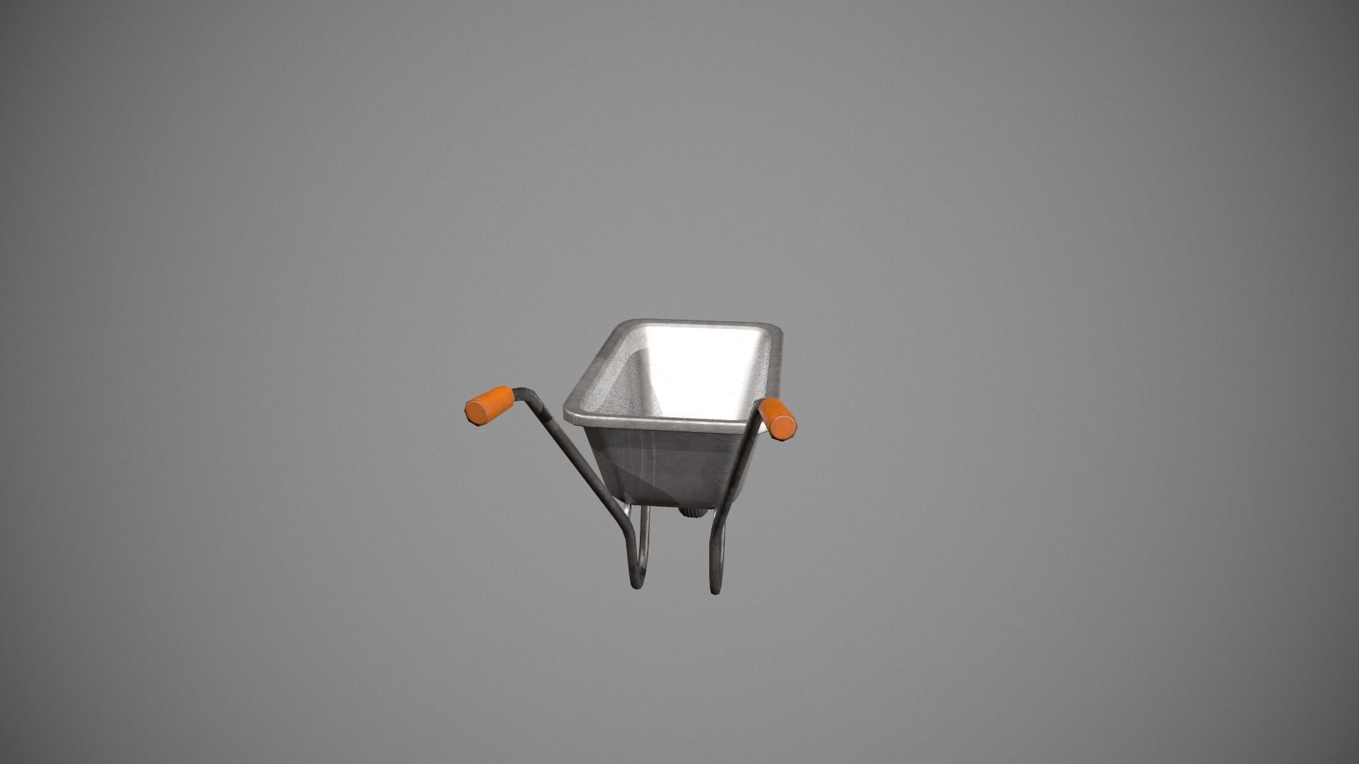 Metal - Orange Wheelbarrow Low-poly 3D model_10