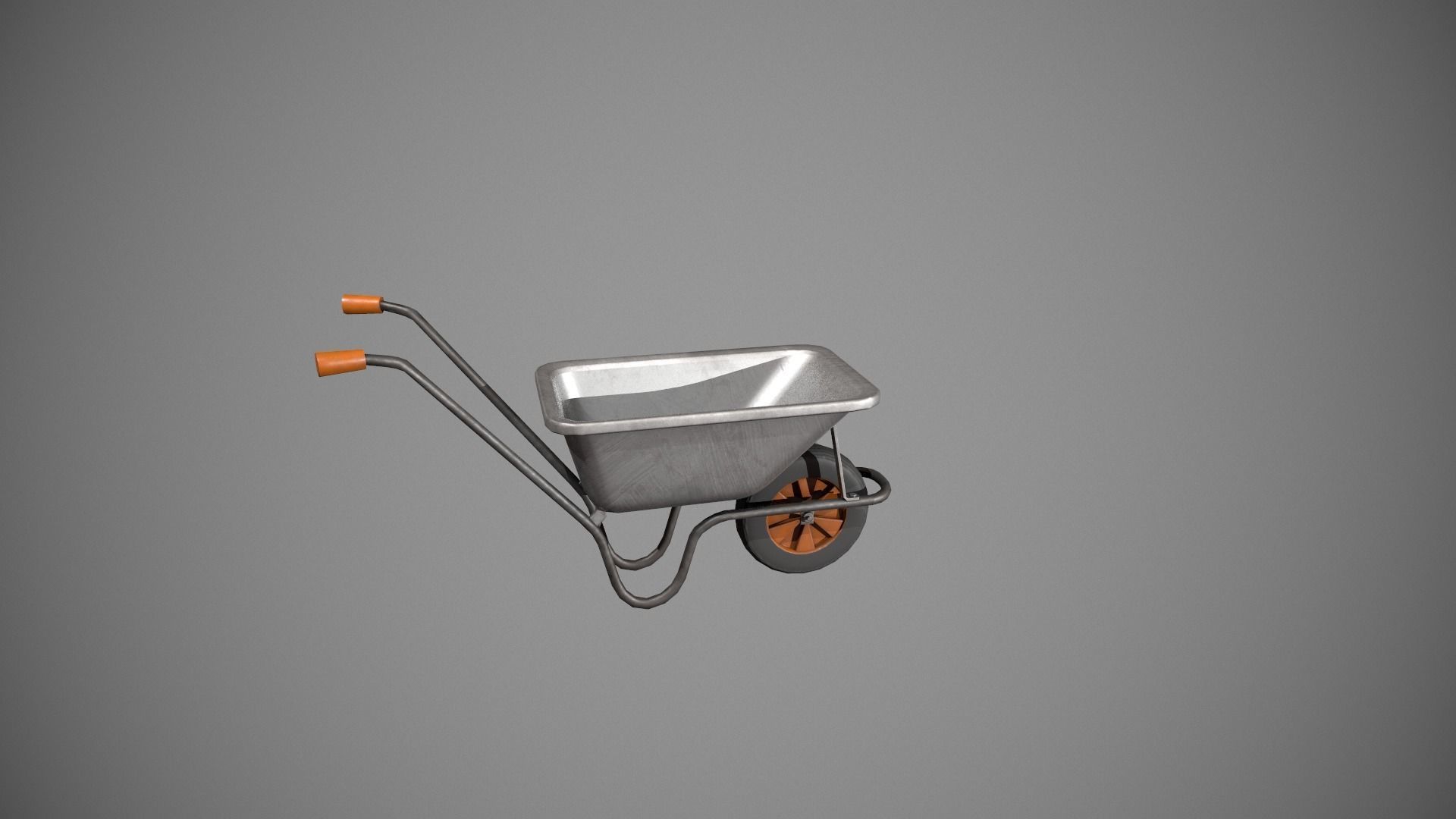 Metal - Orange Wheelbarrow Low-poly 3D model_11