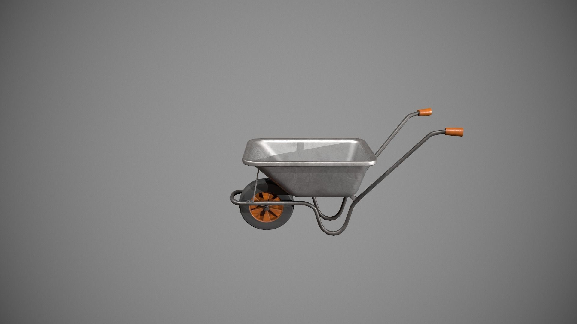 Metal - Orange Wheelbarrow Low-poly 3D model_8