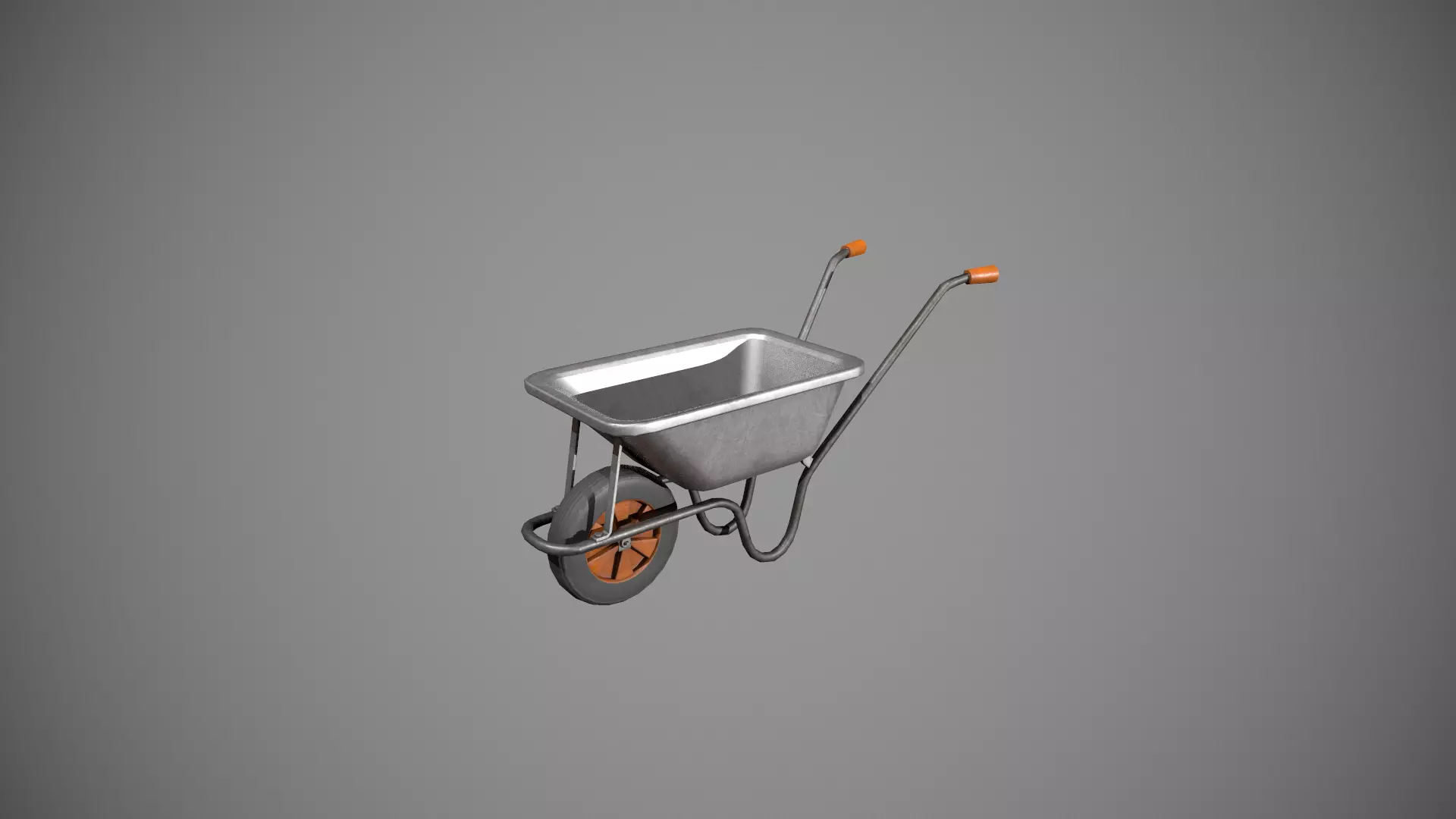 Metal - Orange Wheelbarrow Low-poly 3D model_0