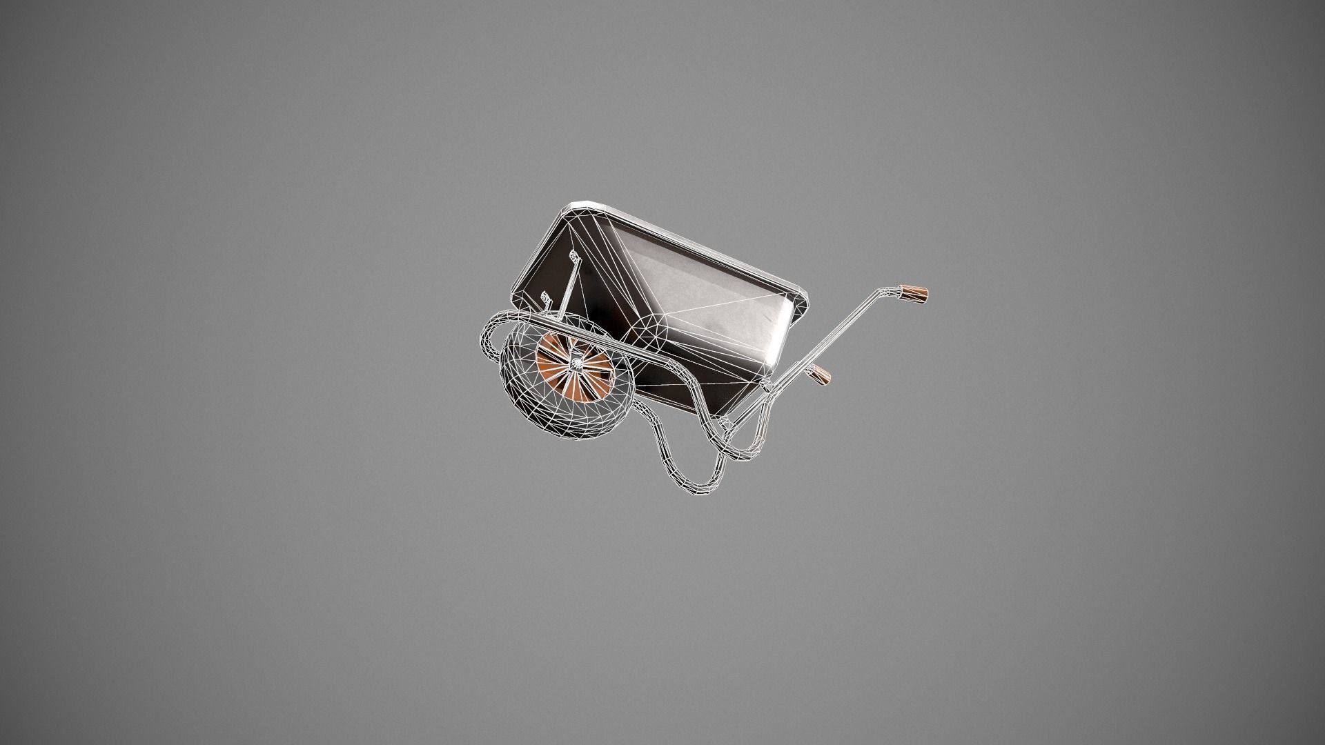 Metal - Orange Wheelbarrow Low-poly 3D model_25