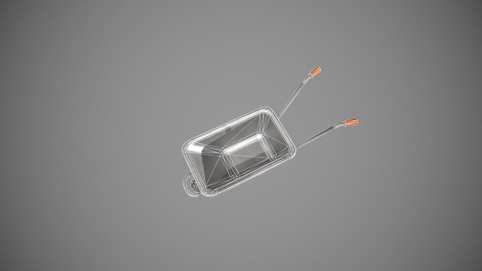 Metal - Orange Wheelbarrow Low-poly 3D model_24