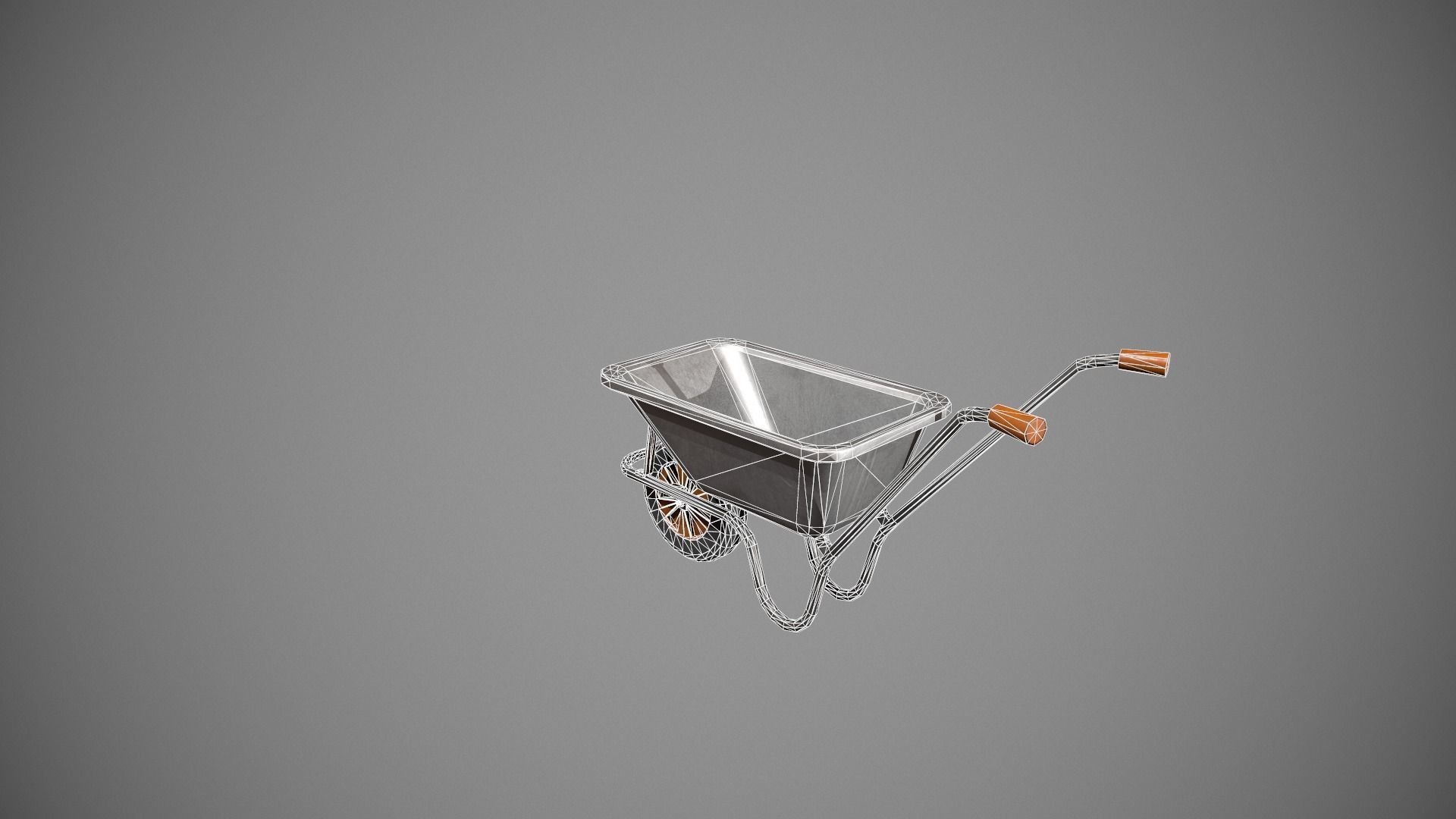 Metal - Orange Wheelbarrow Low-poly 3D model_18