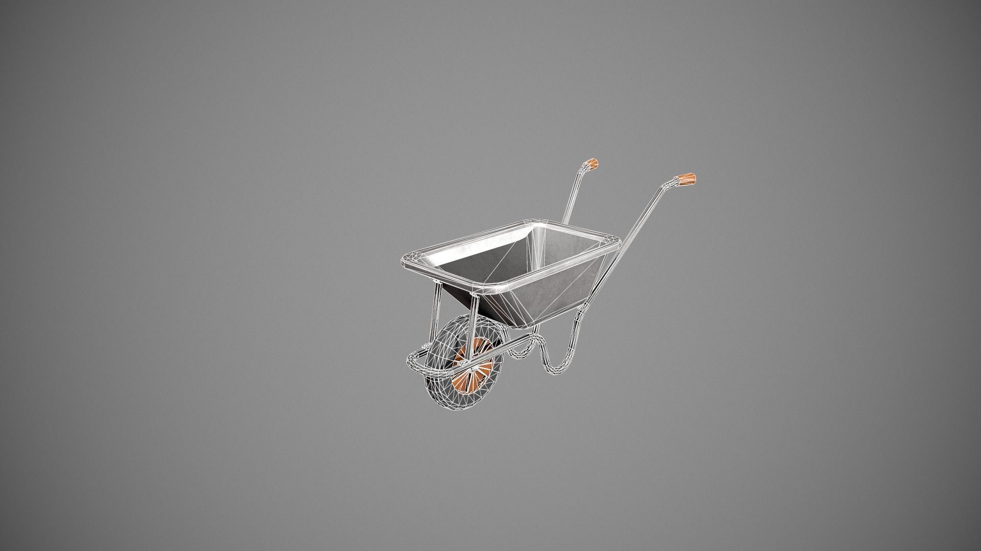Metal - Orange Wheelbarrow Low-poly 3D model_16