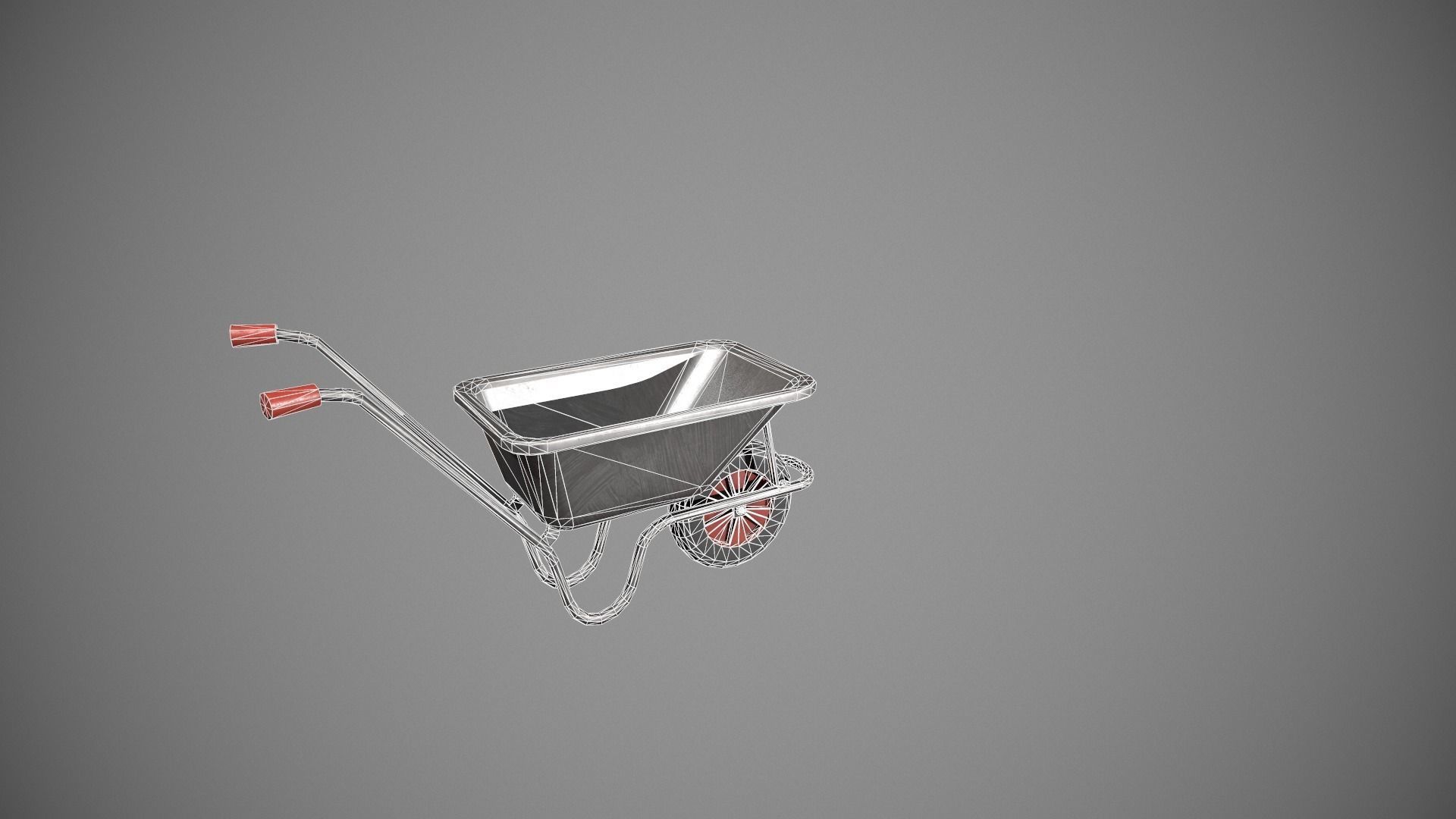 Metal - Red Wheelbarrow Low-poly 3D model_13