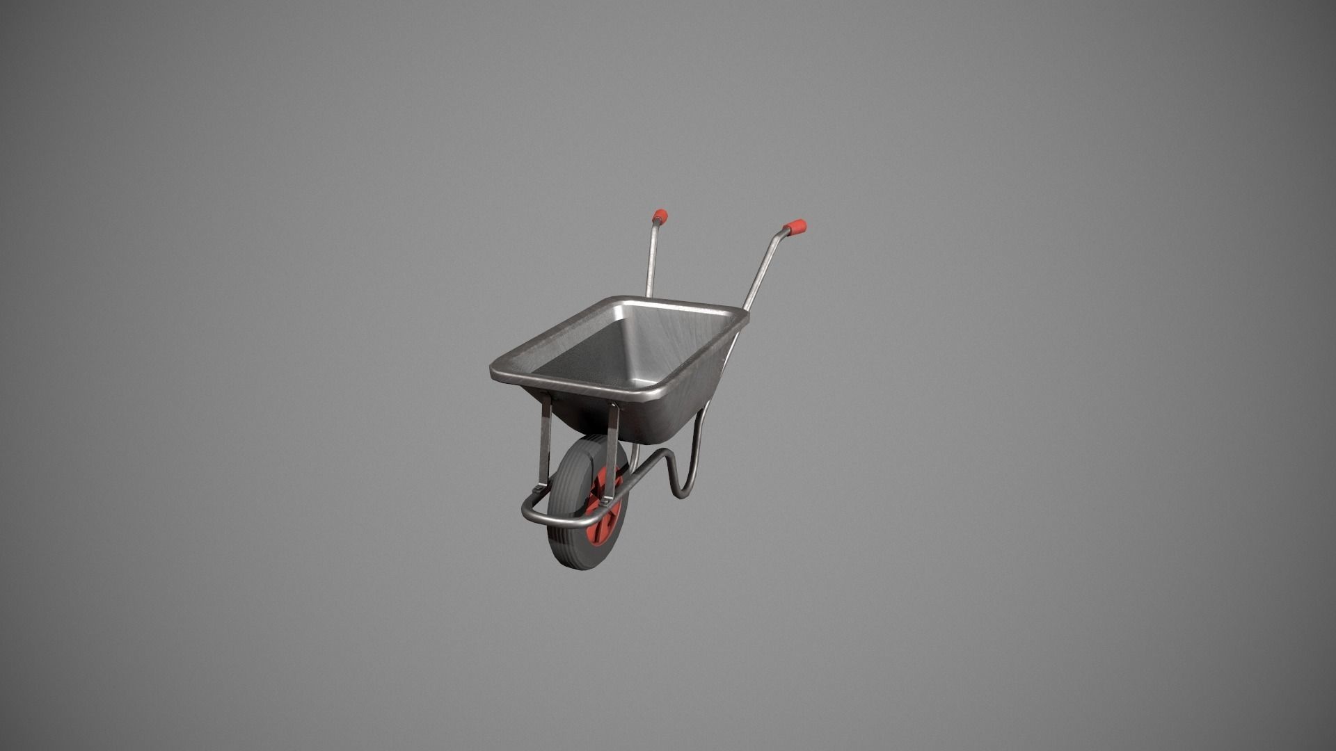 Metal - Red Wheelbarrow Low-poly 3D model_7