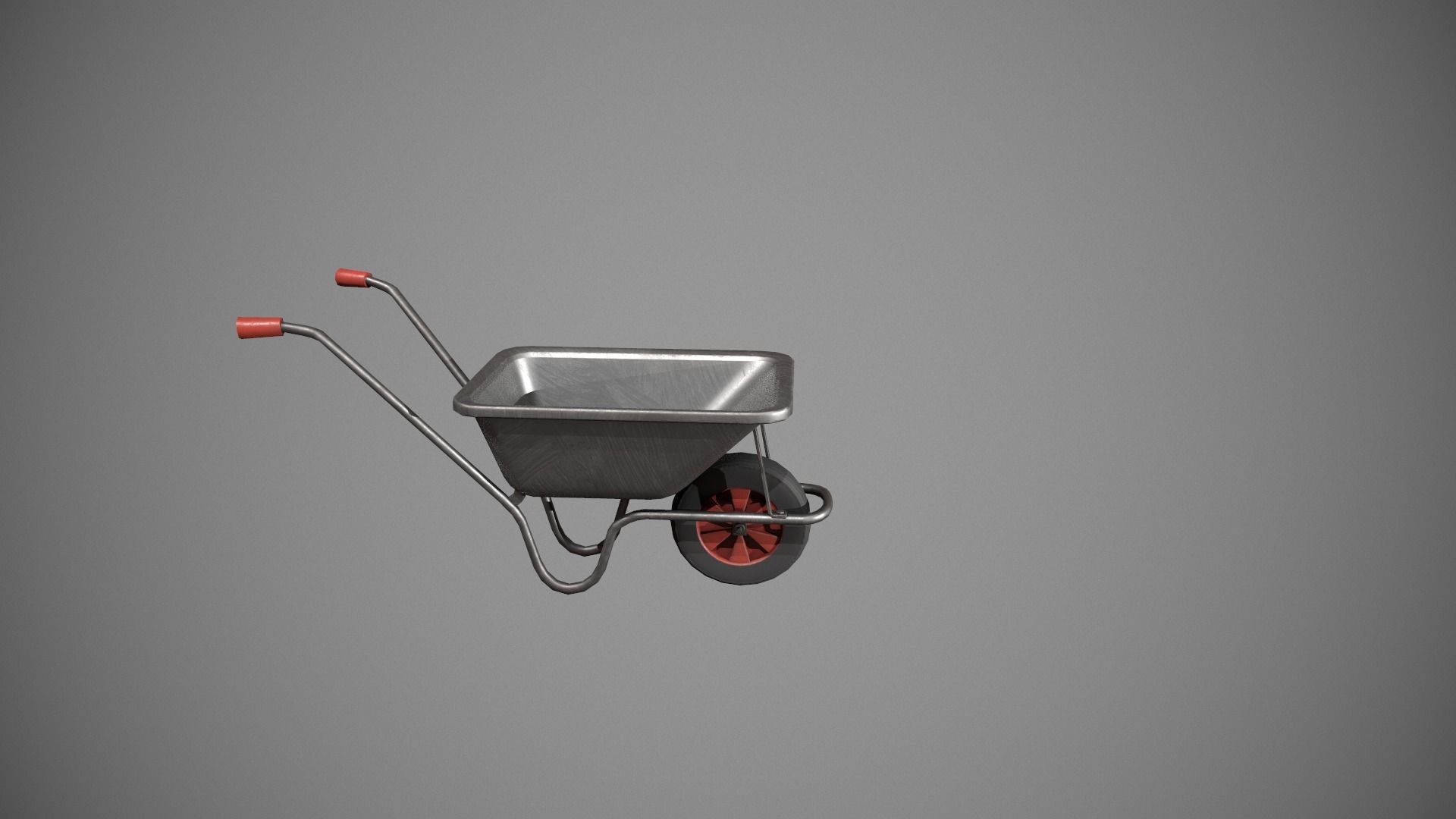 Metal - Red Wheelbarrow Low-poly 3D model_5