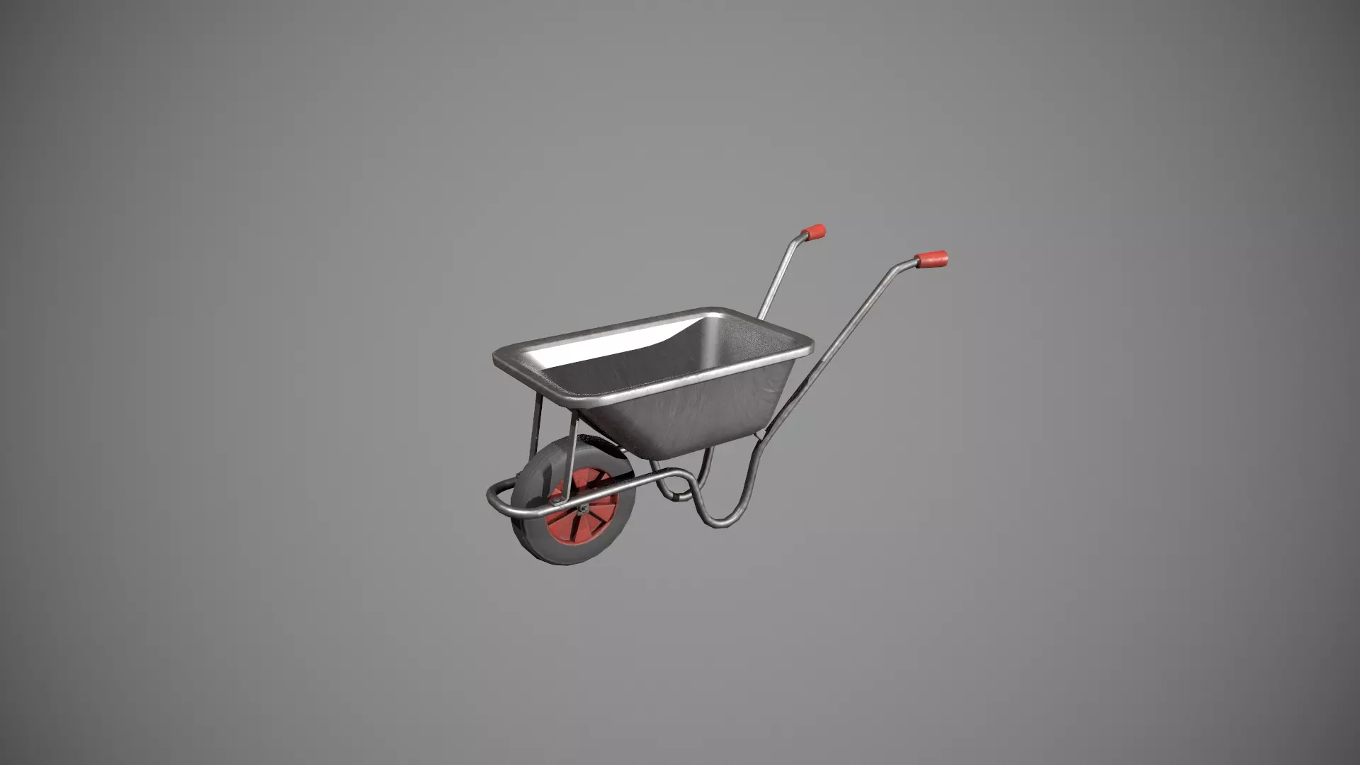Metal - Red Wheelbarrow Low-poly 3D model_0