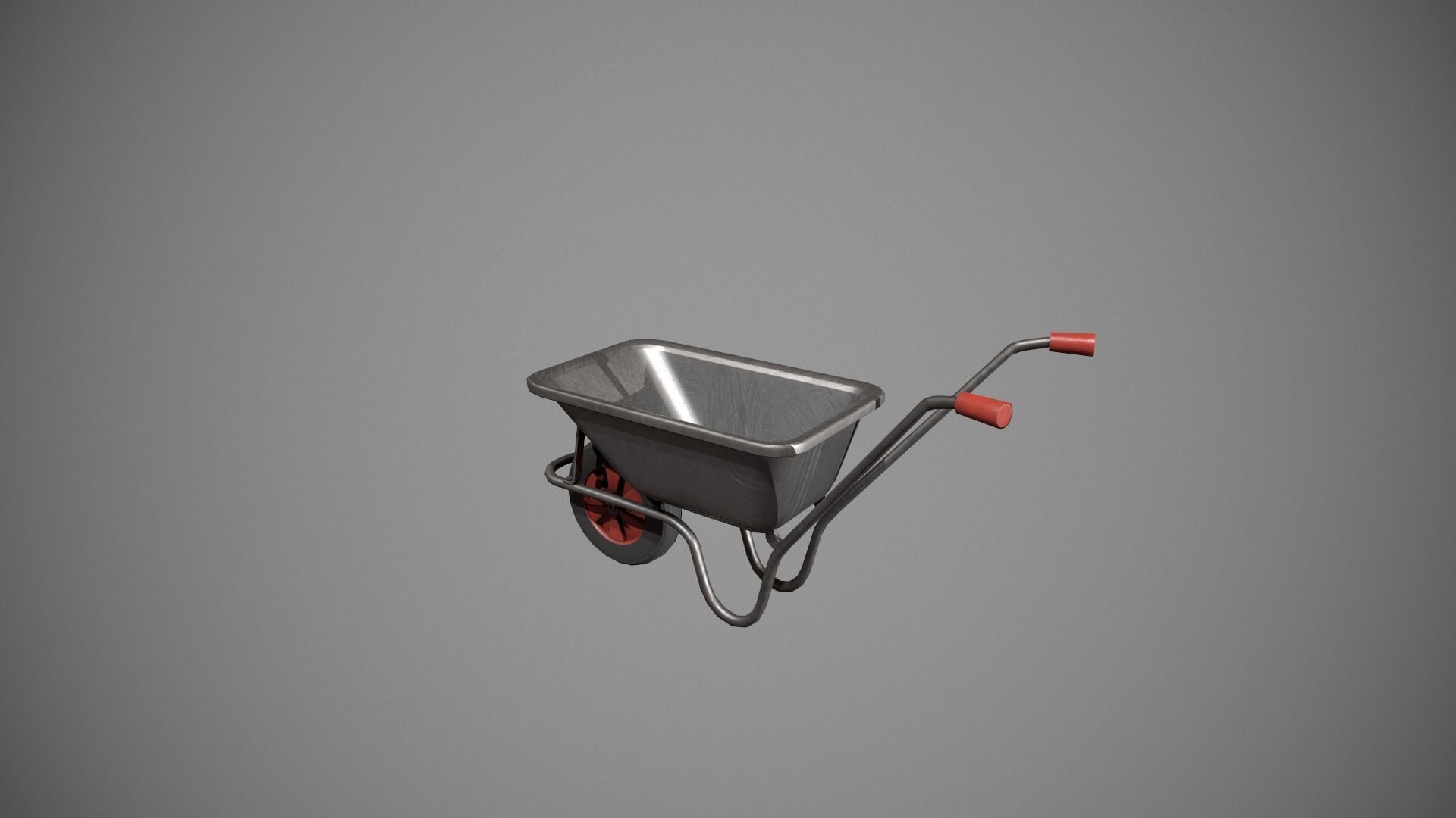 Metal - Red Wheelbarrow Low-poly 3D model_2