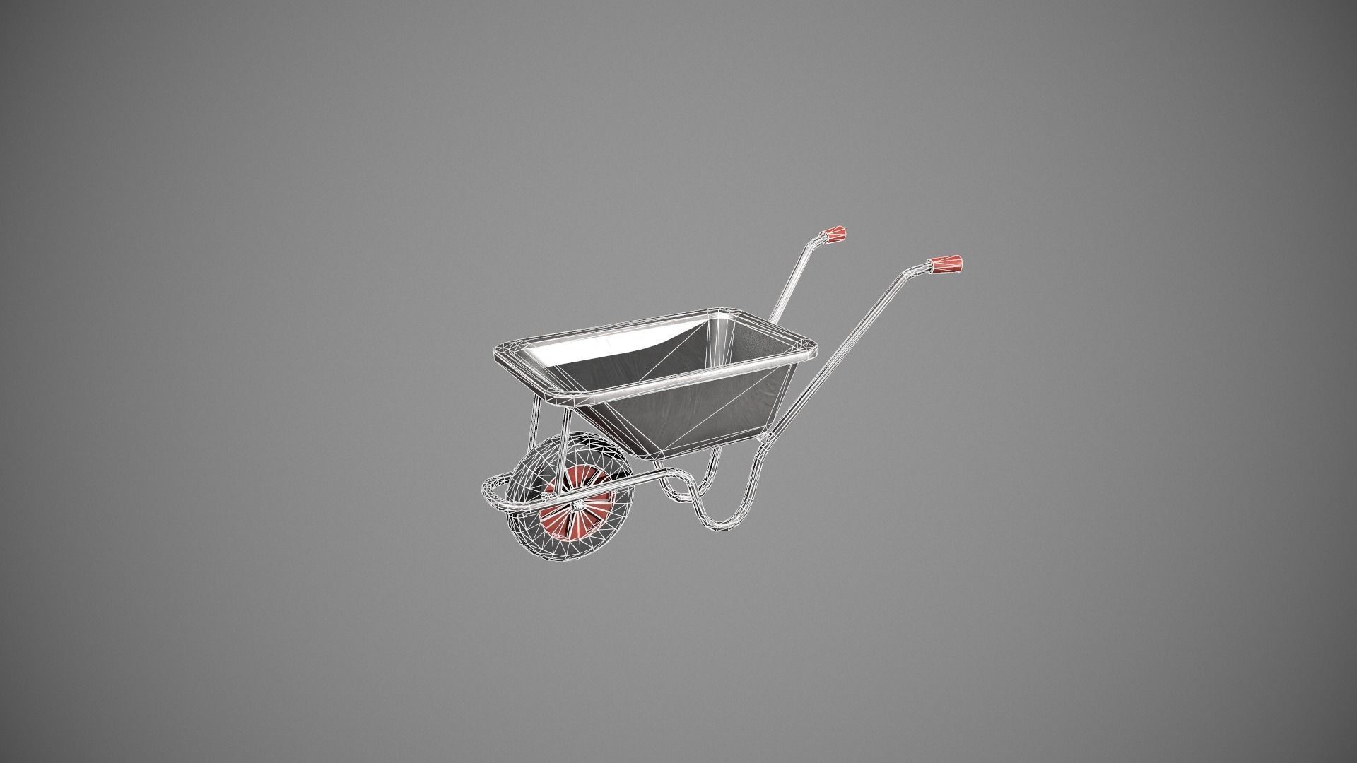 Metal - Red Wheelbarrow Low-poly 3D model_9