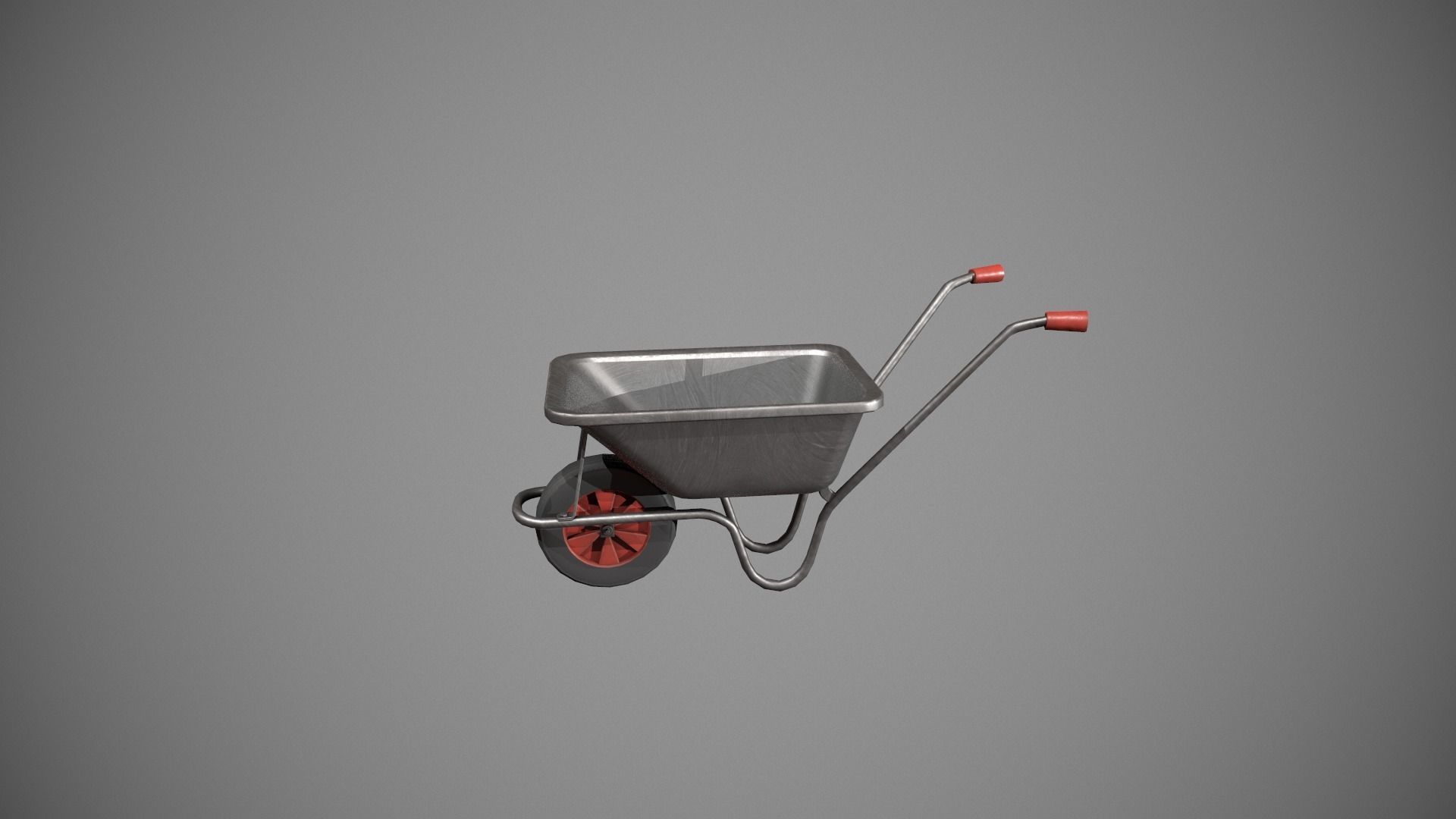 Metal - Red Wheelbarrow Low-poly 3D model_1
