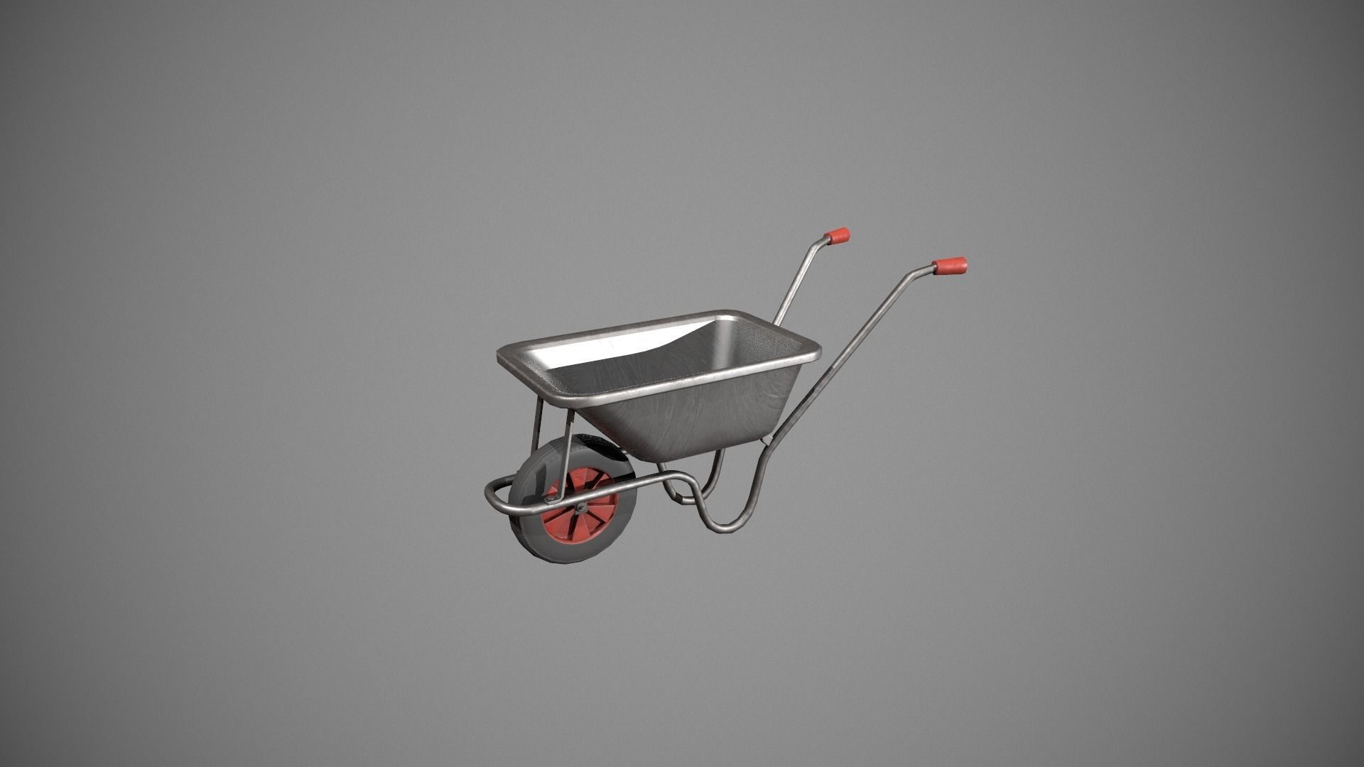 Metal - Red Wheelbarrow Low-poly 3D model_8