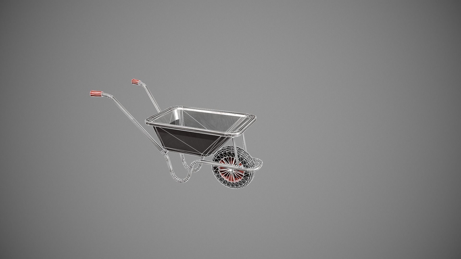 Metal - Red Wheelbarrow Low-poly 3D model_14