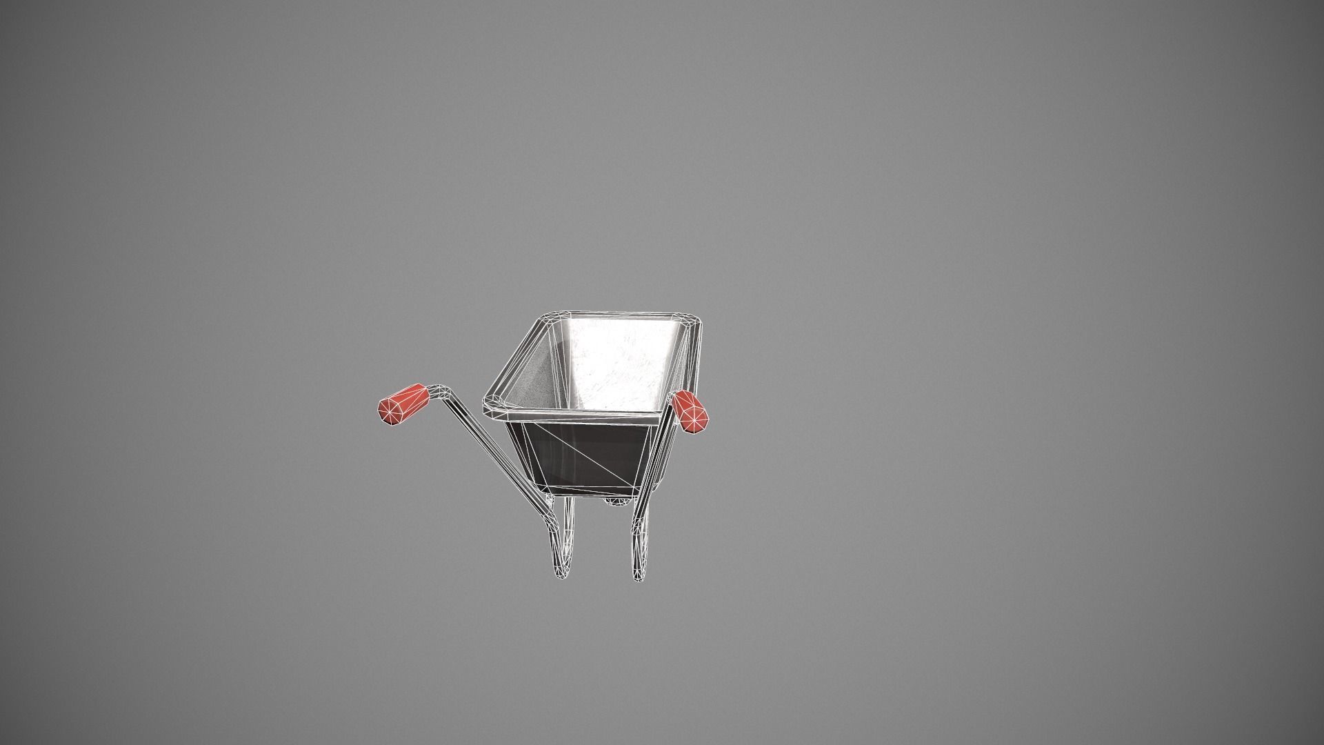 Metal - Red Wheelbarrow Low-poly 3D model_12