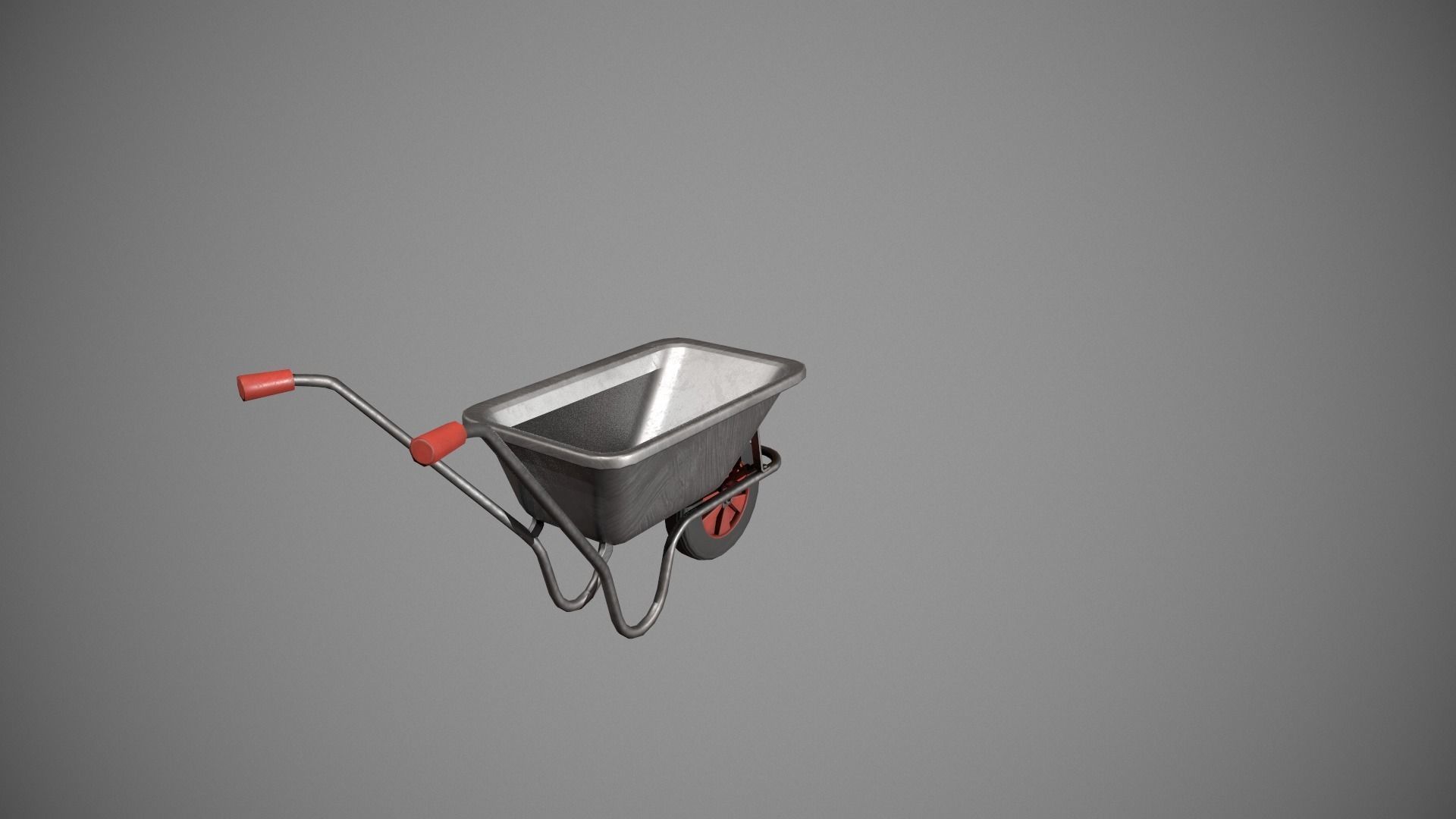 Metal - Red Wheelbarrow Low-poly 3D model_4