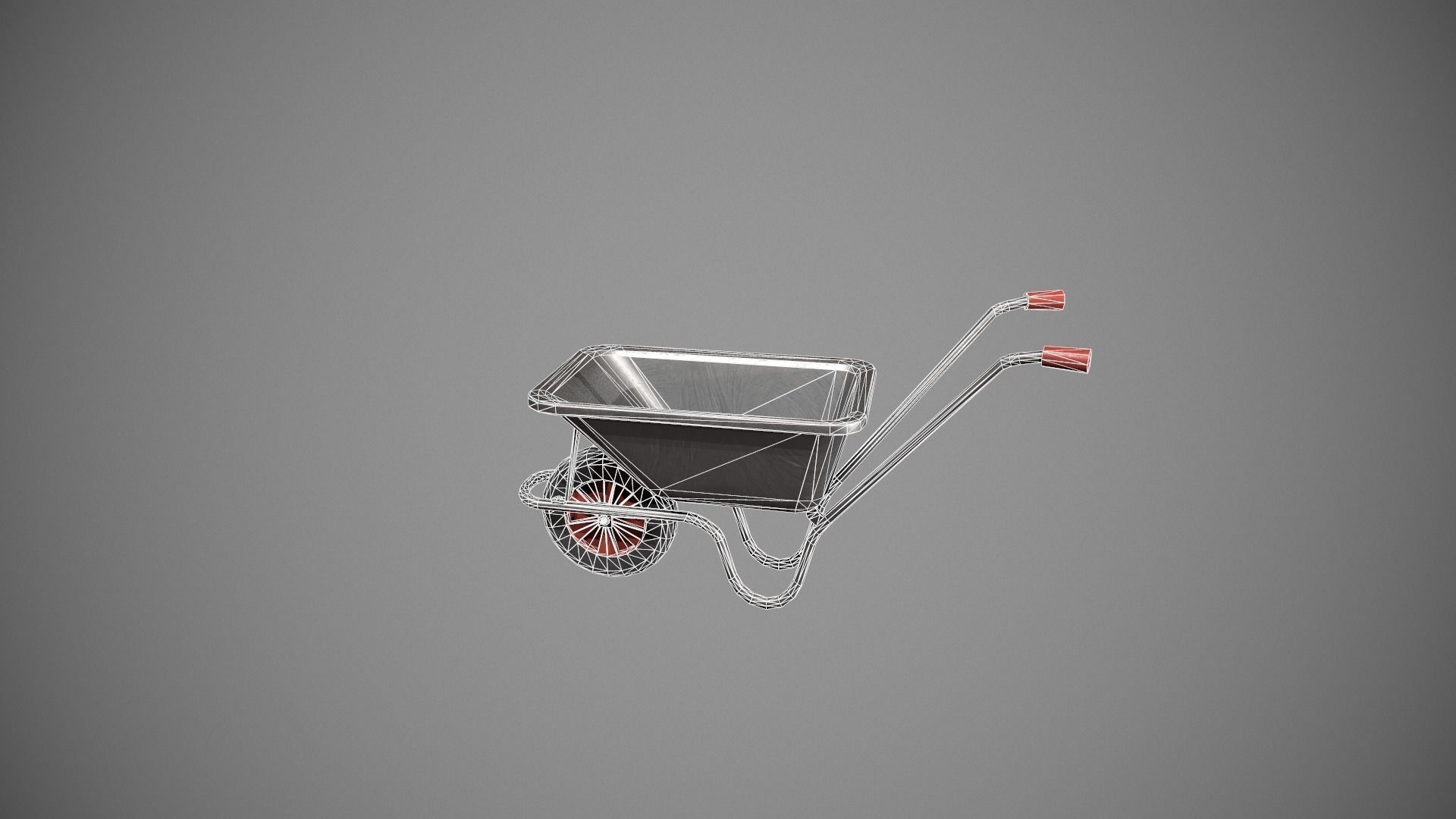 Metal - Red Wheelbarrow Low-poly 3D model_10
