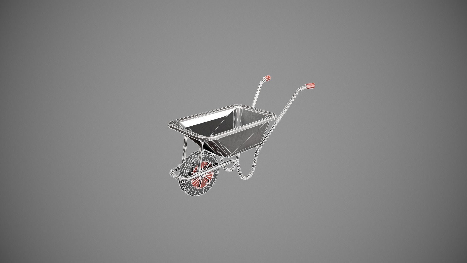 Metal - Red Wheelbarrow Low-poly 3D model_16