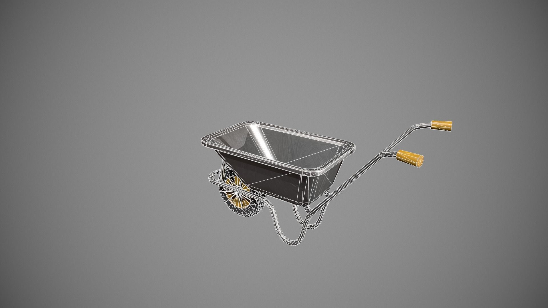 Metal - Yellow Wheelbarrow Low-poly 3D model_13