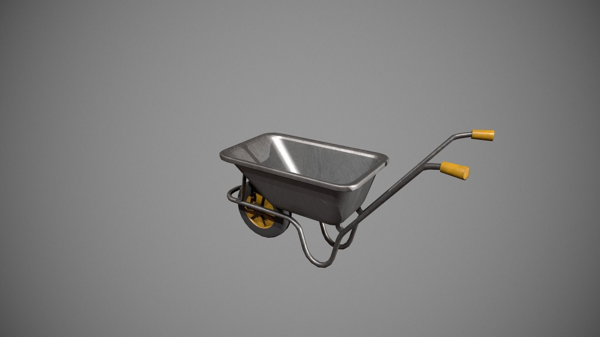 Metal - Yellow Wheelbarrow Low-poly 3D model_2