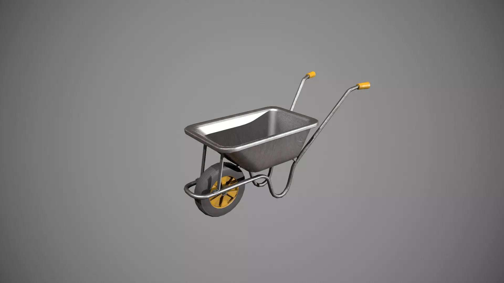 Metal - Yellow Wheelbarrow Low-poly 3D model_0