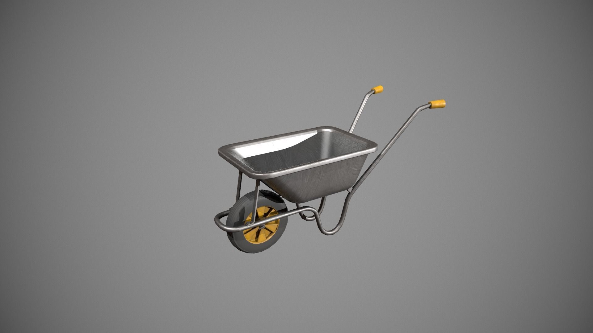 Metal - Yellow Wheelbarrow Low-poly 3D model_9