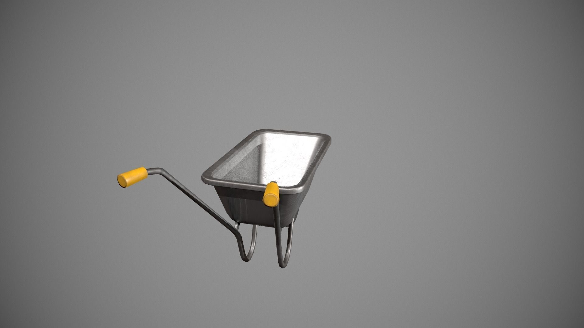 Metal - Yellow Wheelbarrow Low-poly 3D model_4