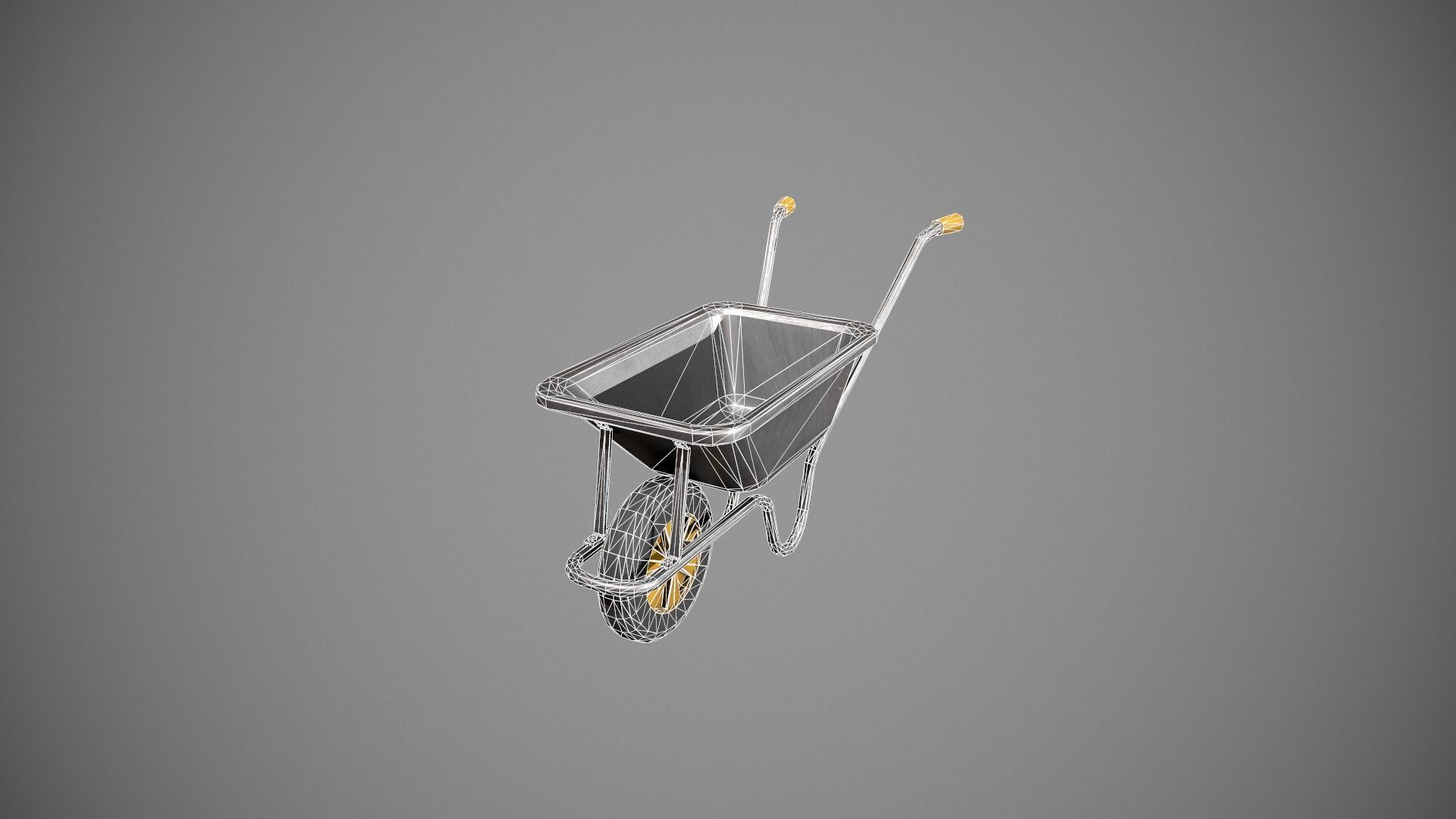 Metal - Yellow Wheelbarrow Low-poly 3D model_19