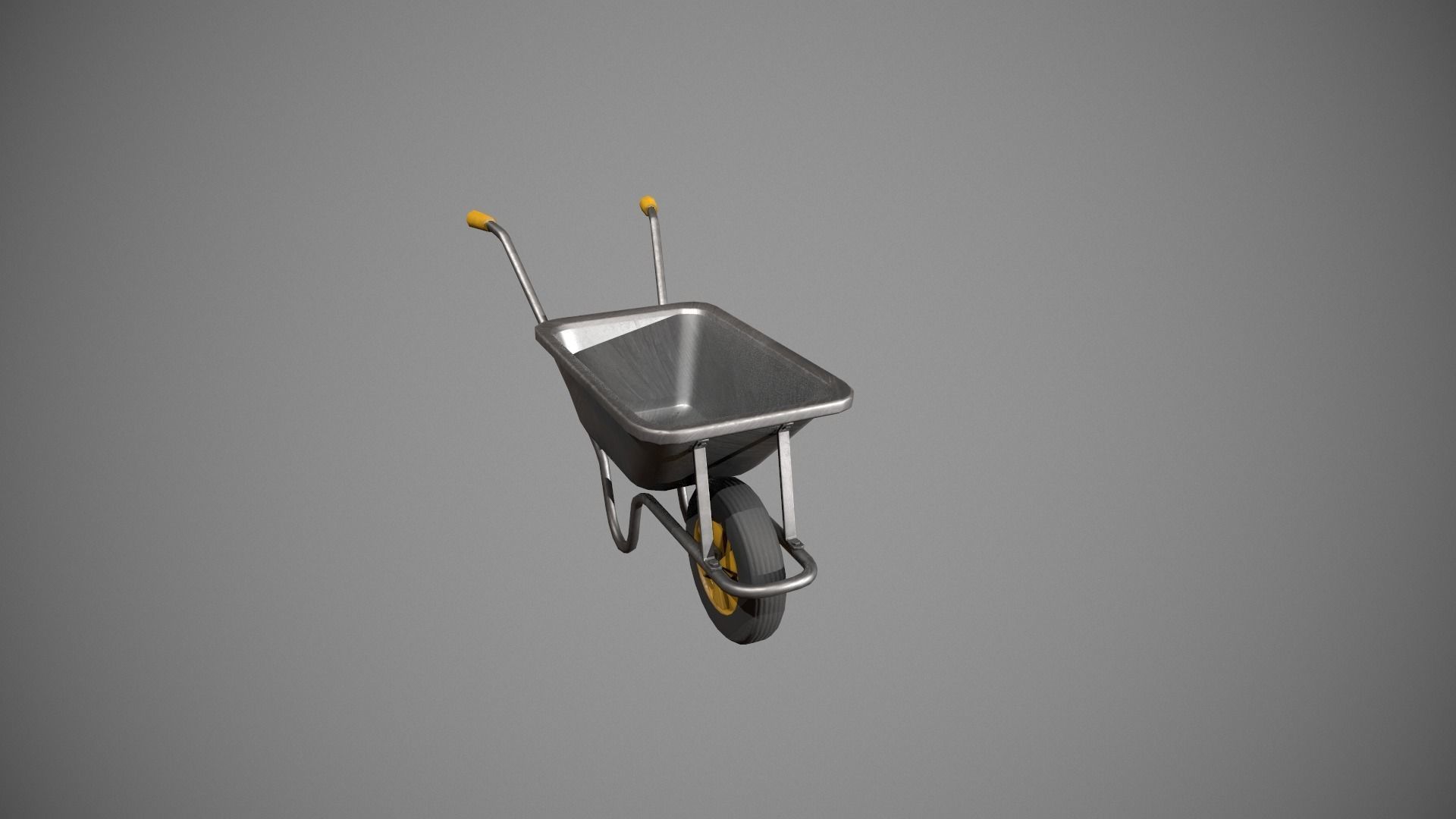 Metal - Yellow Wheelbarrow Low-poly 3D model_7