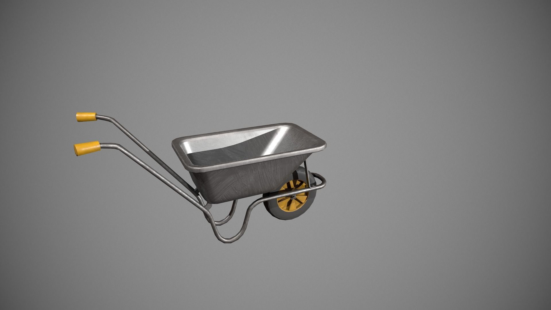 Metal - Yellow Wheelbarrow Low-poly 3D model_5