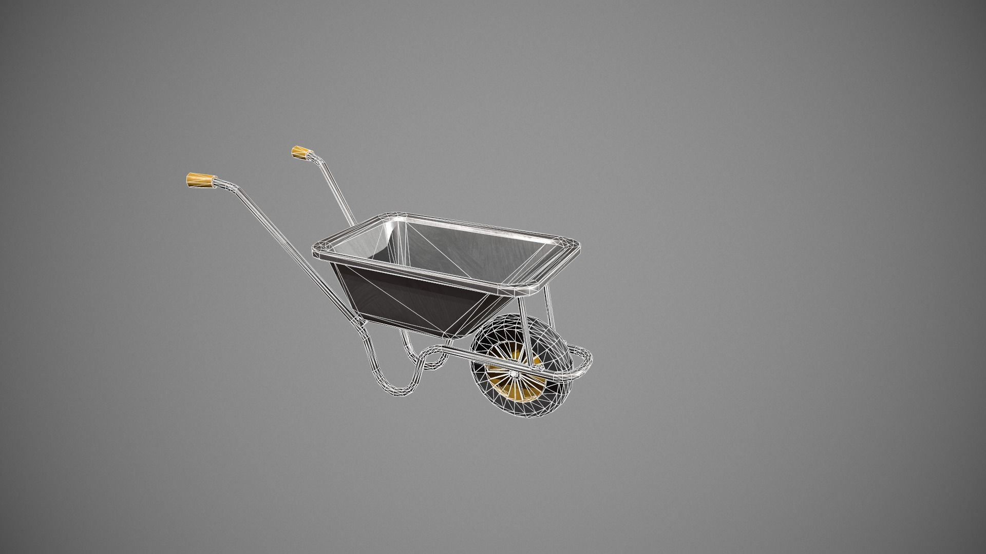 Metal - Yellow Wheelbarrow Low-poly 3D model_17