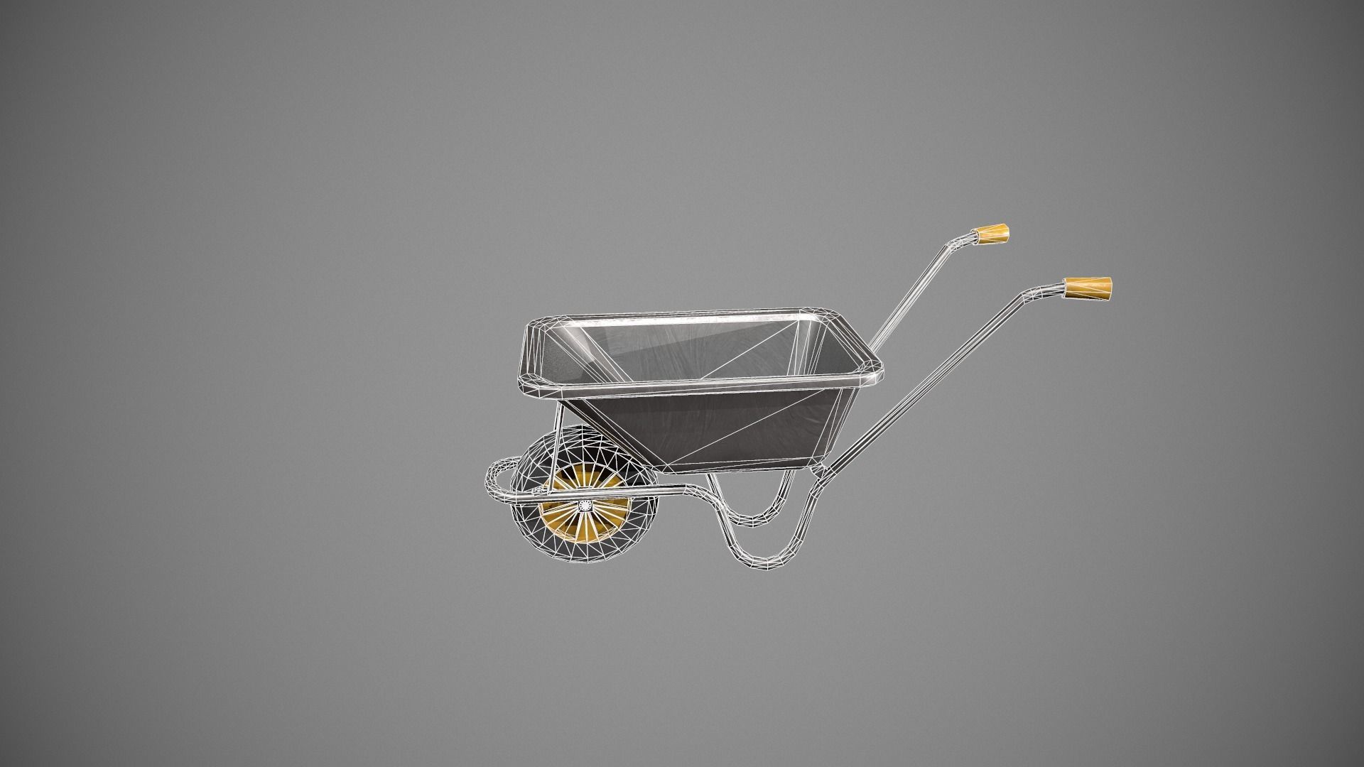 Metal - Yellow Wheelbarrow Low-poly 3D model_11