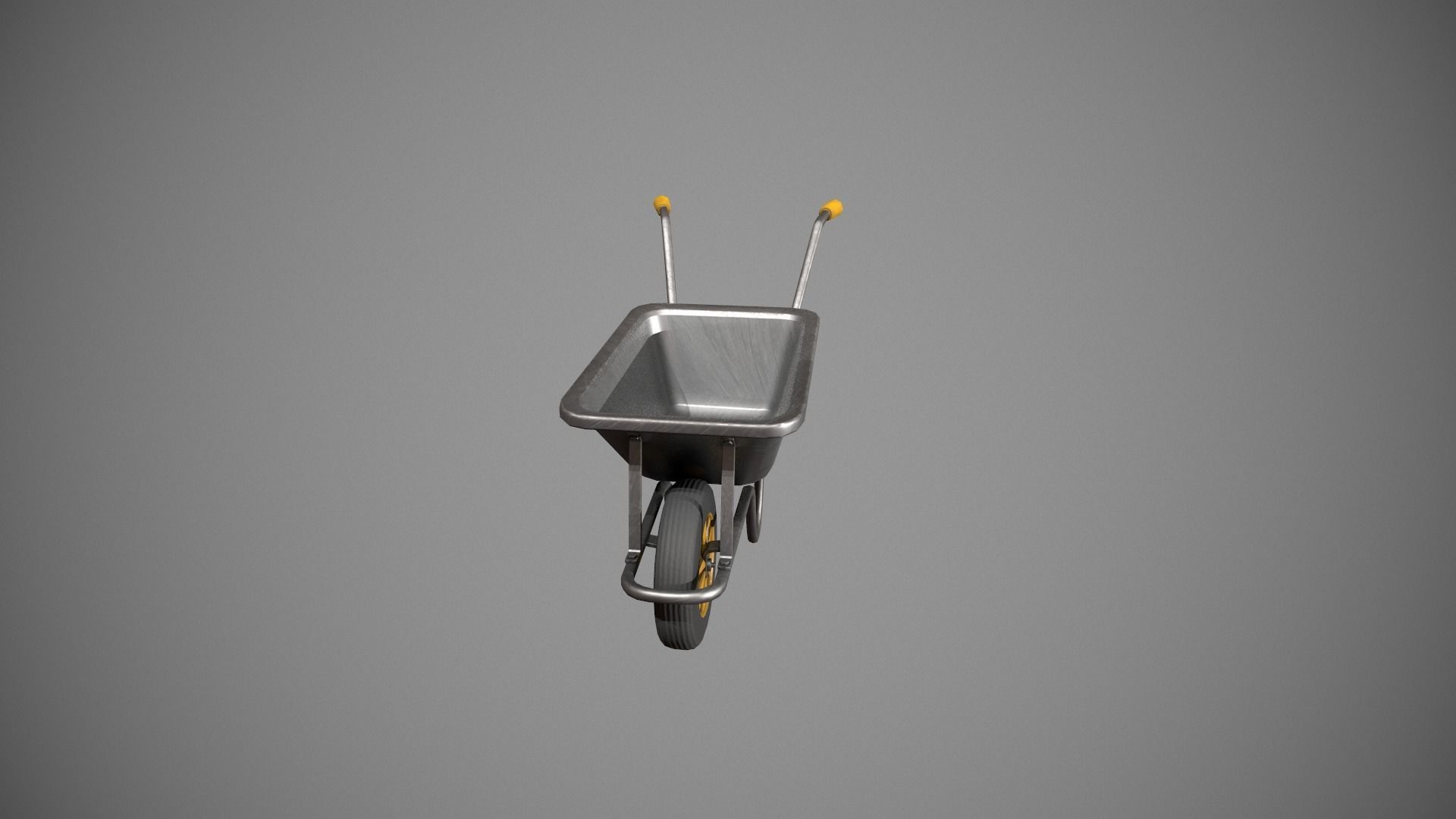 Metal - Yellow Wheelbarrow Low-poly 3D model_8