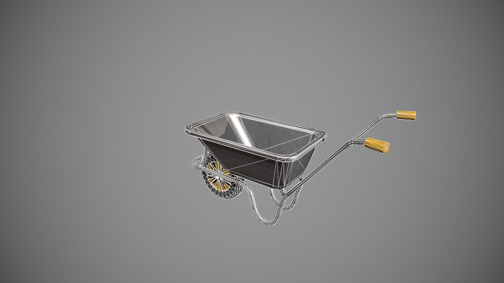 Metal - Yellow Wheelbarrow Low-poly 3D model_12