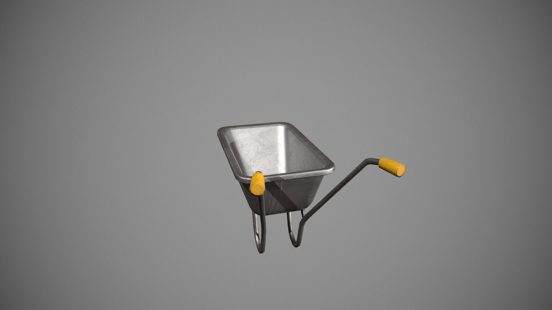 Metal - Yellow Wheelbarrow Low-poly 3D model_3