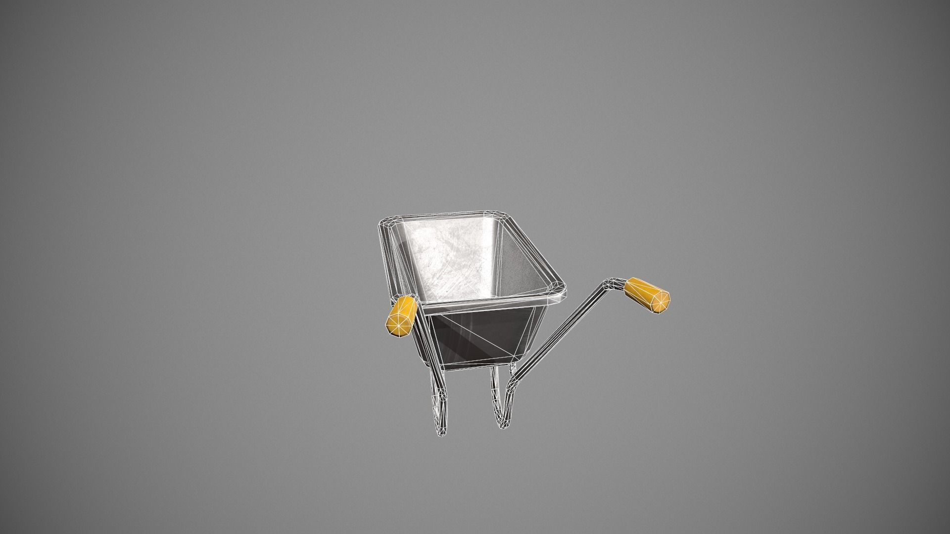 Metal - Yellow Wheelbarrow Low-poly 3D model_14