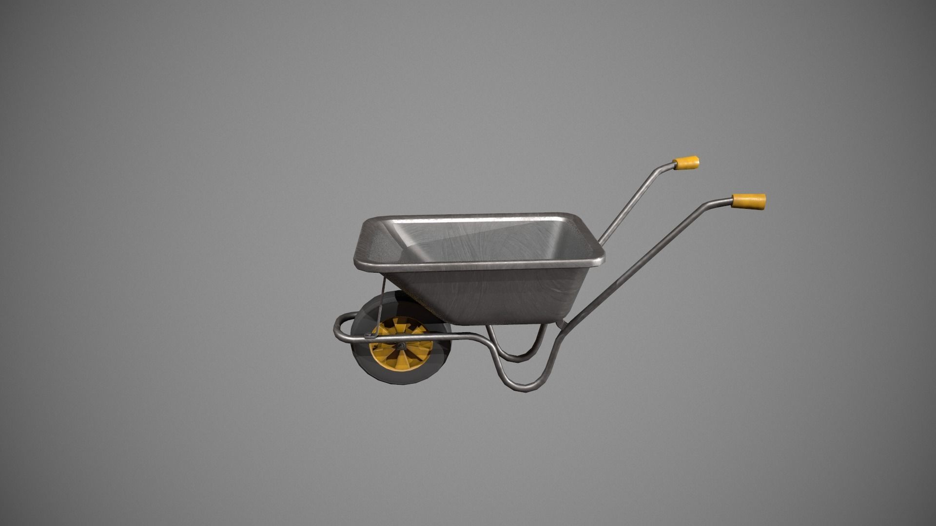 Metal - Yellow Wheelbarrow Low-poly 3D model_1