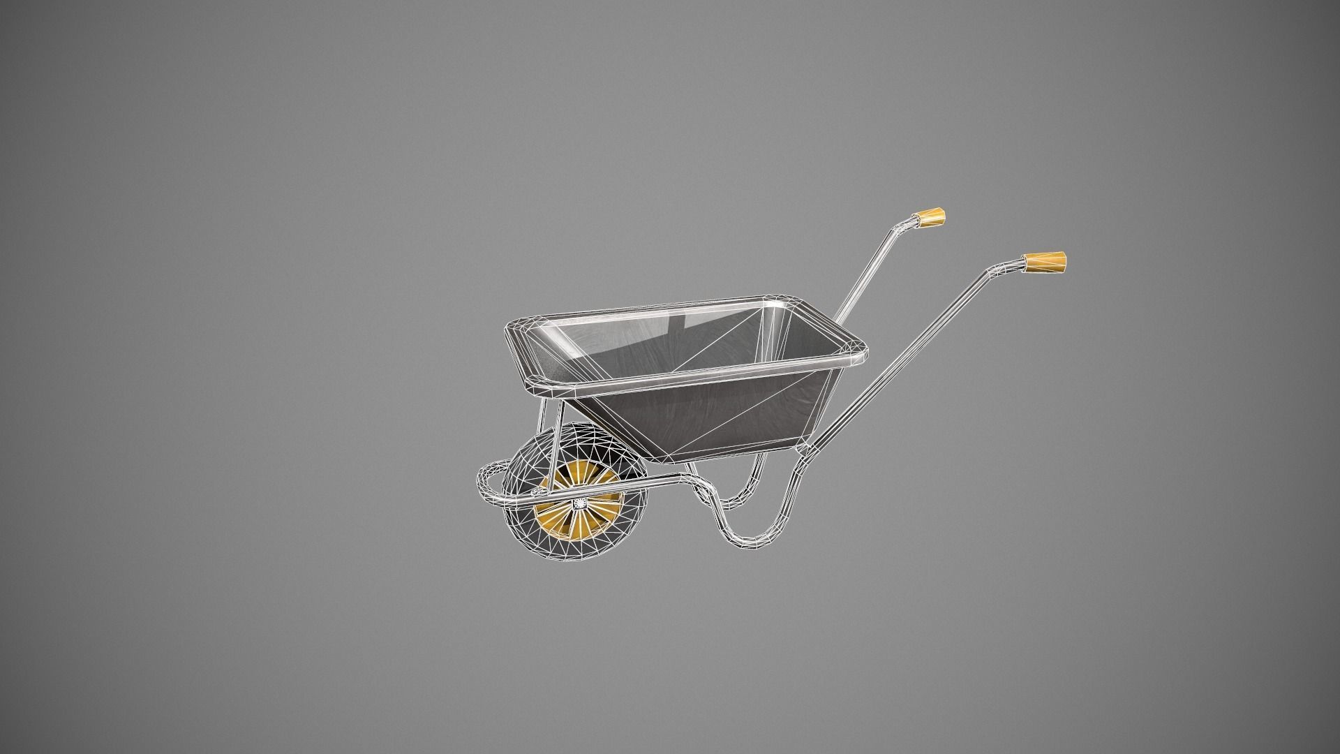 Metal - Yellow Wheelbarrow Low-poly 3D model_20