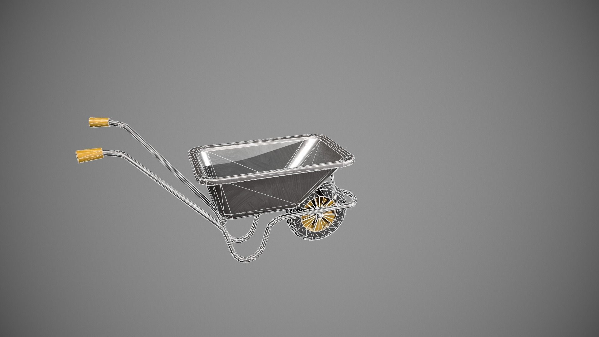 Metal - Yellow Wheelbarrow Low-poly 3D model_16