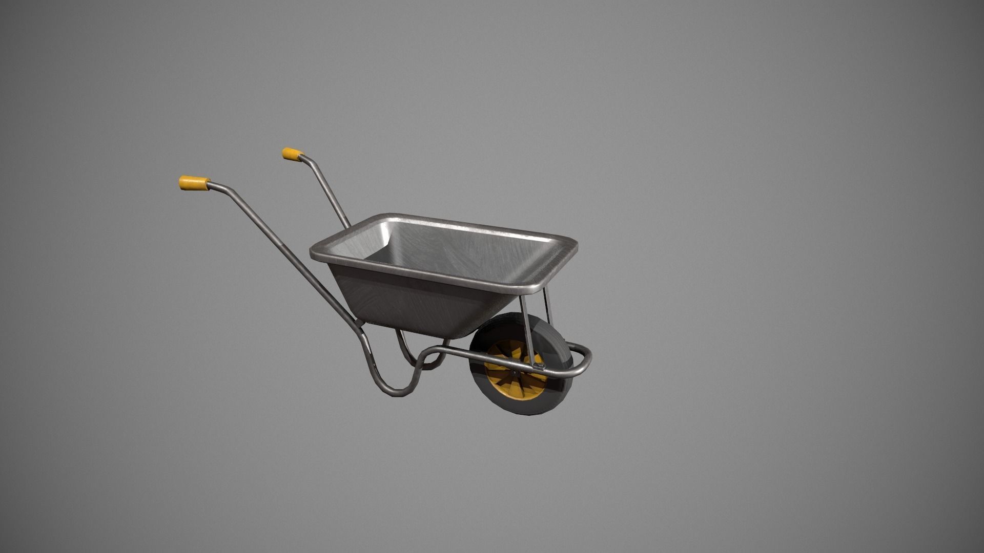 Metal - Yellow Wheelbarrow Low-poly 3D model_6
