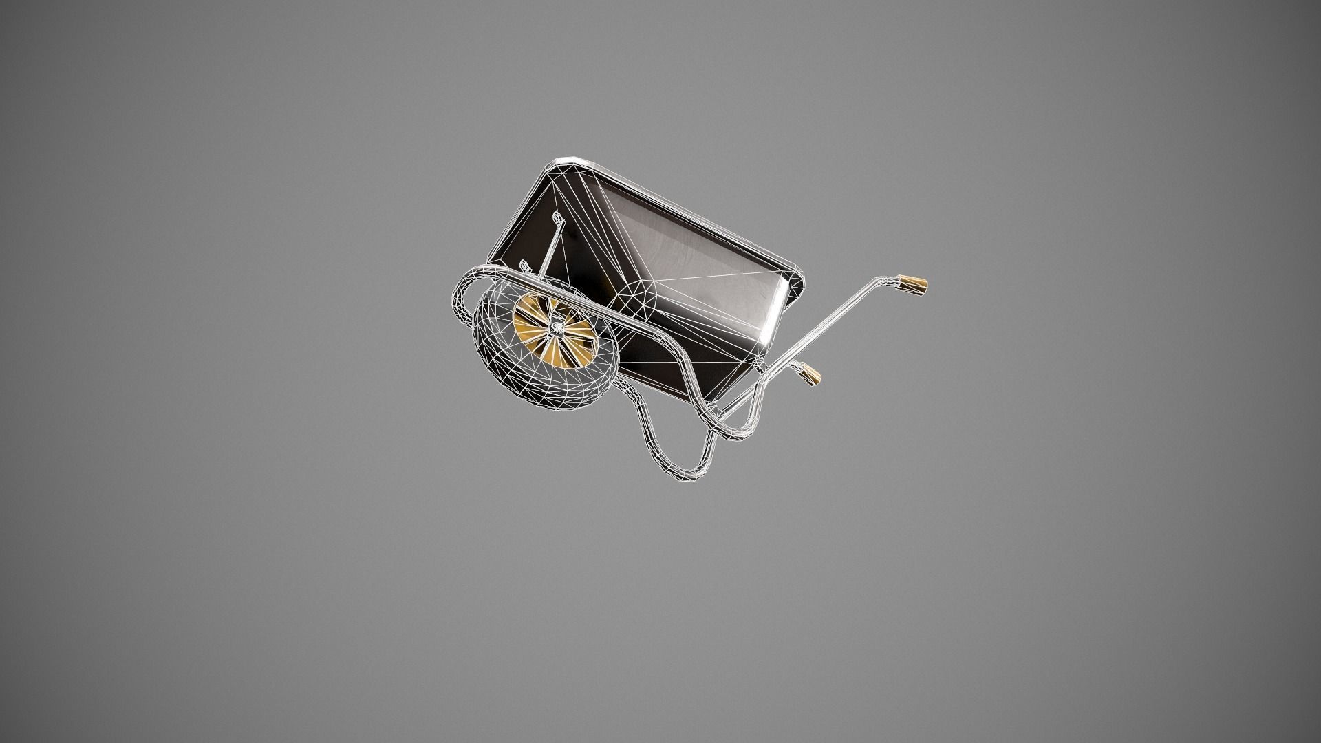 Metal - Yellow Wheelbarrow Low-poly 3D model_22