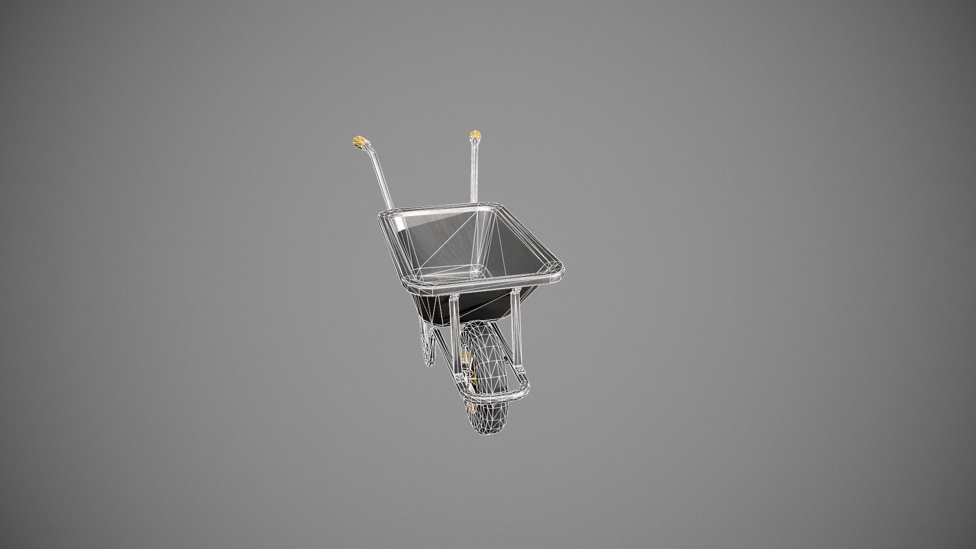 Metal - Yellow Wheelbarrow Low-poly 3D model_18