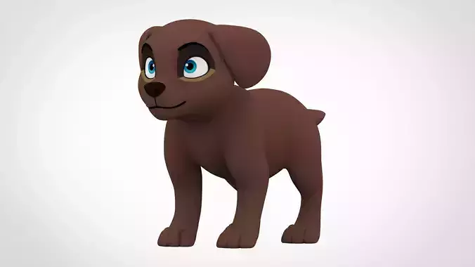 Chocolate Labrador Low-poly 3D model